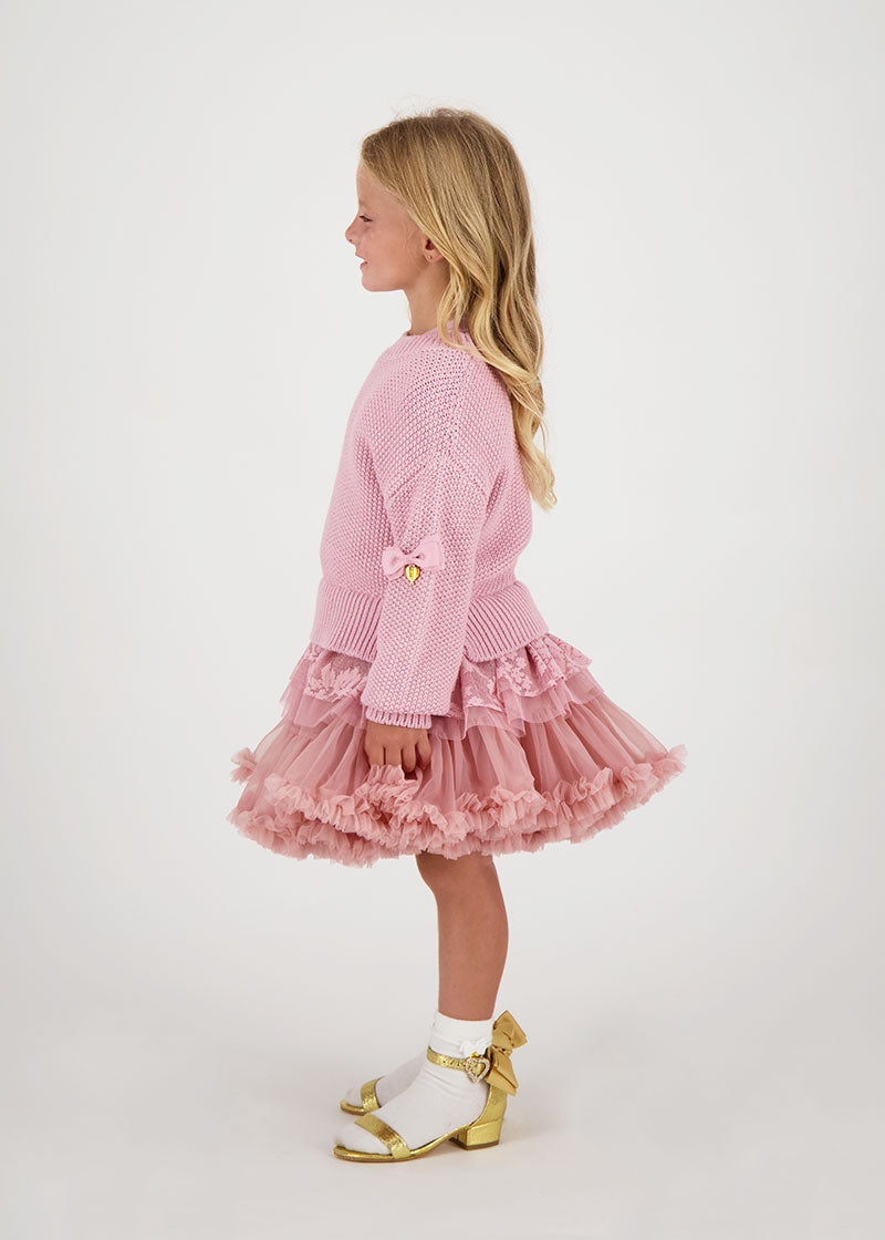 Farren Knitted Jumper With Lace Tea Rose