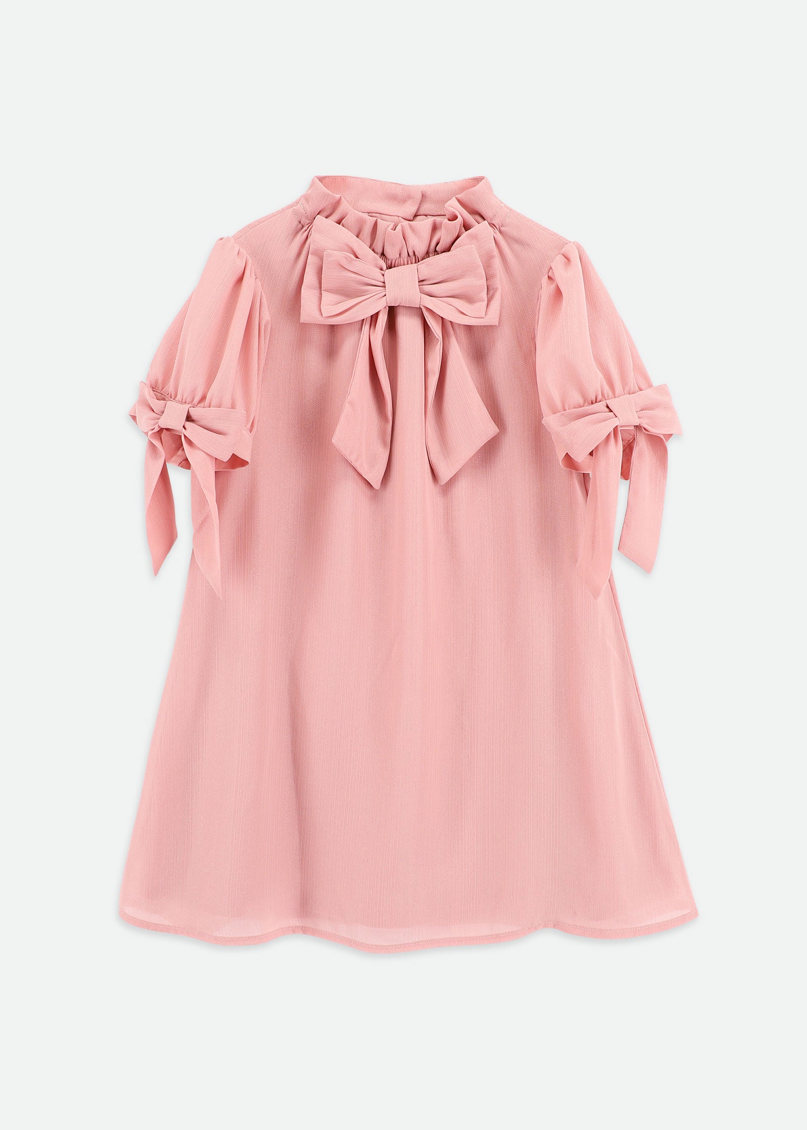 Fernie Bow Trim Dress Tea Rose