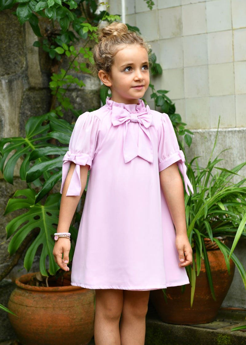 Fernie Bow Trim Dress Pink