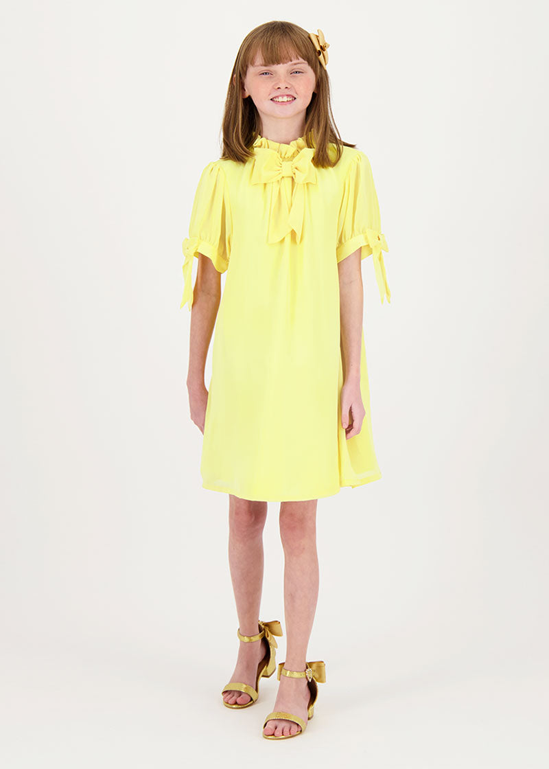 Fernie Bow Trim Dress Sherbert Yellow