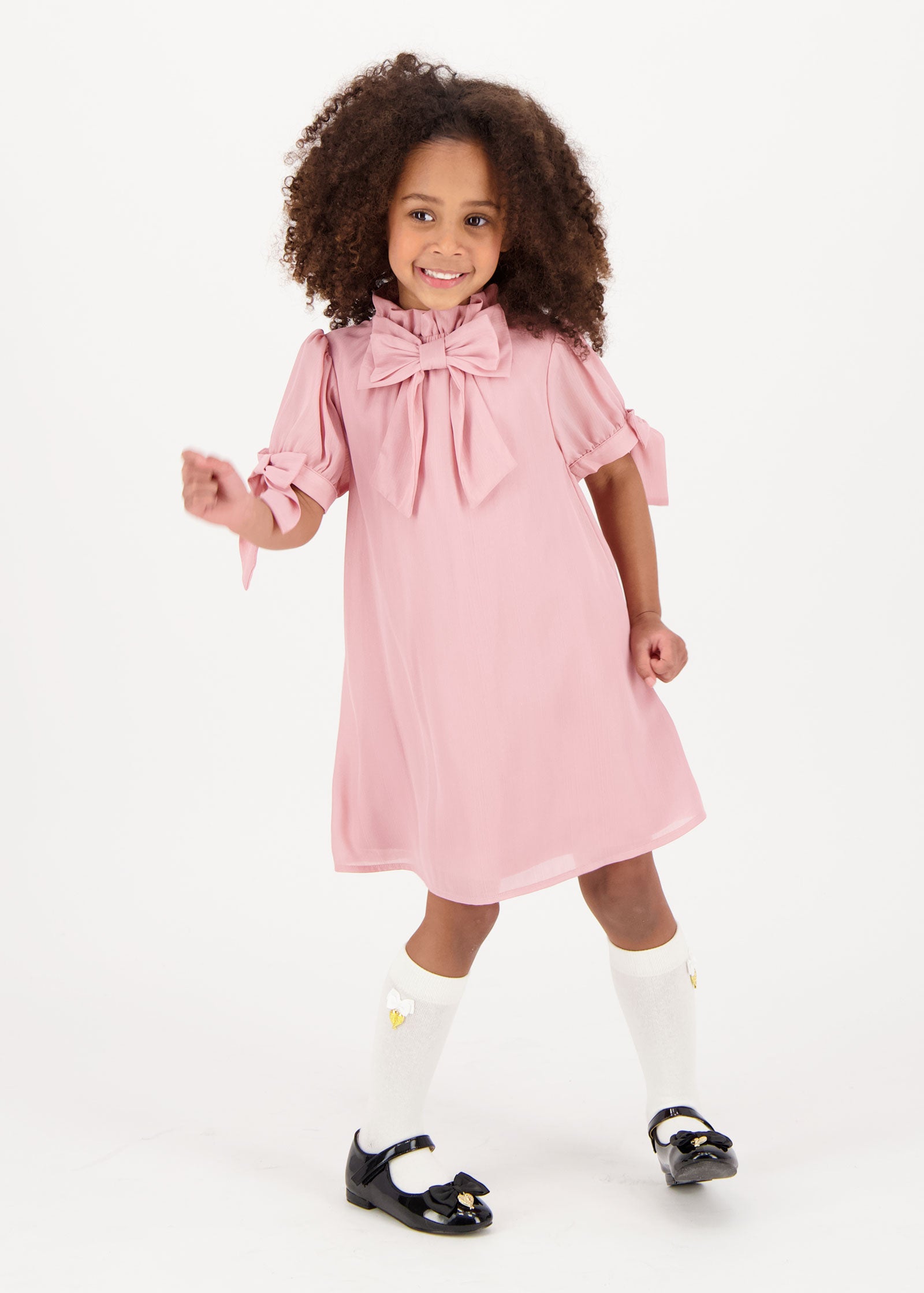 Fernie Bow Trim Dress Tea Rose