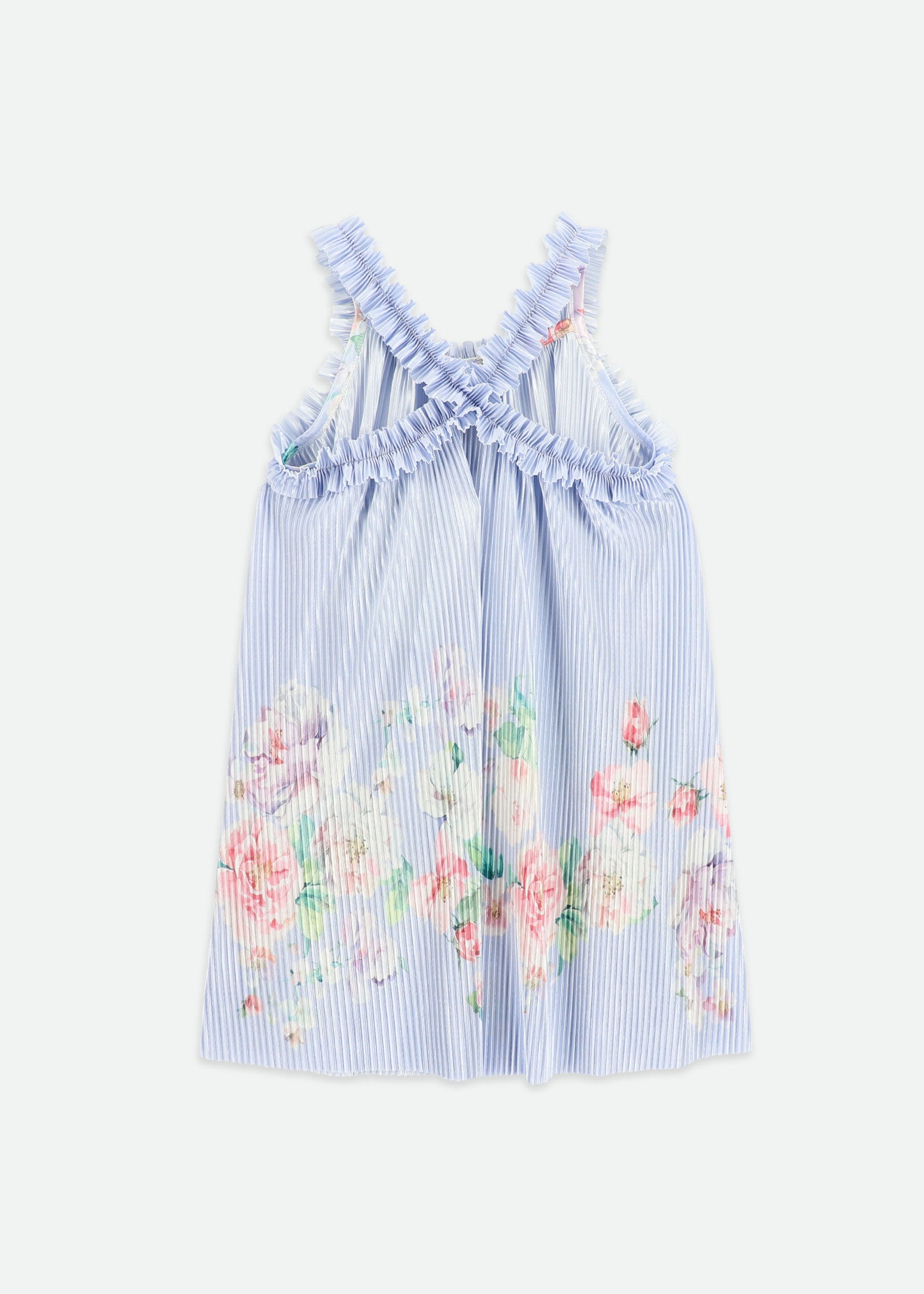 Fortuna Boarder Print Pleated Dress Pretty Blue
