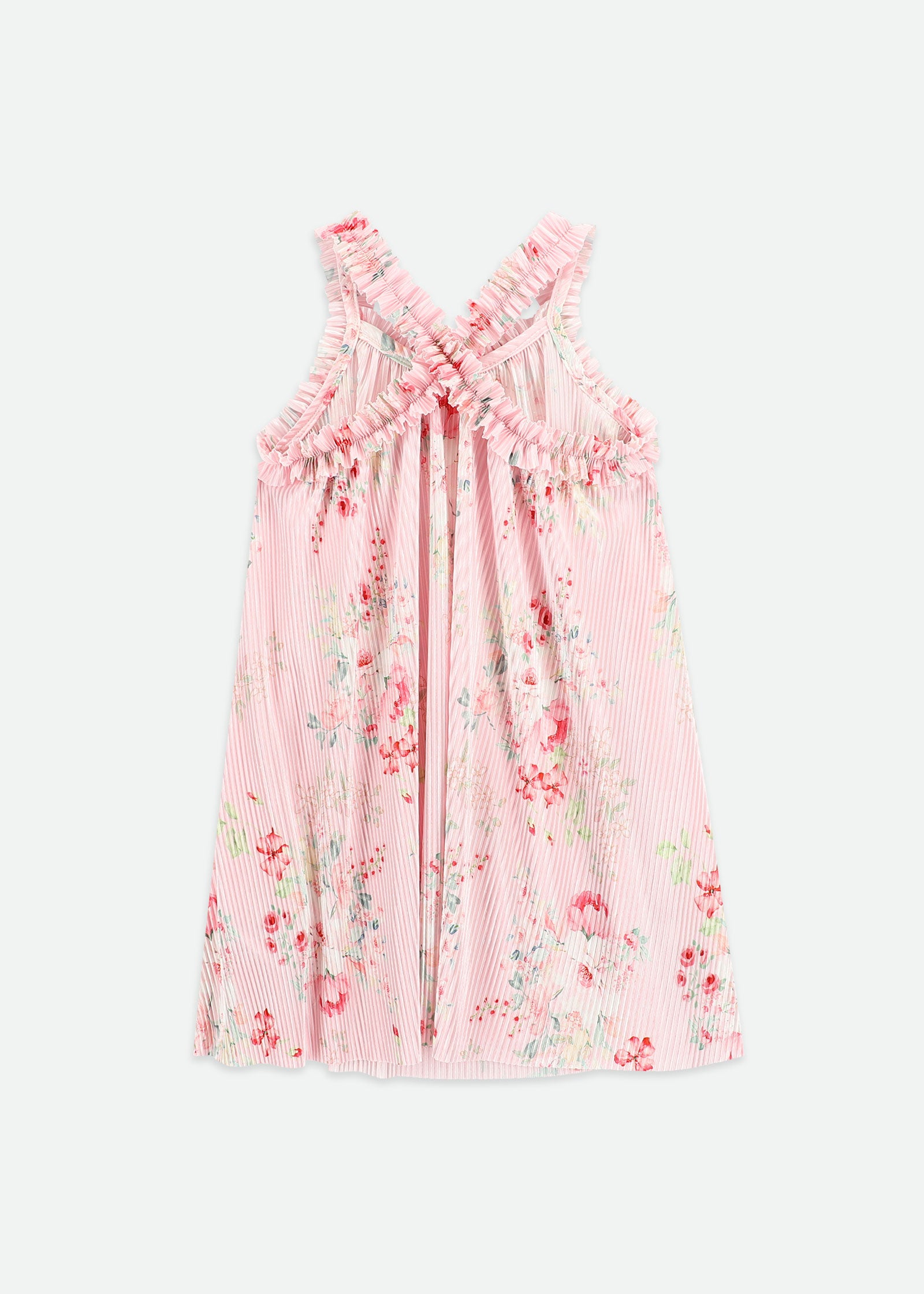 Fortuna Posy Print Pleated Dress Pale Pink