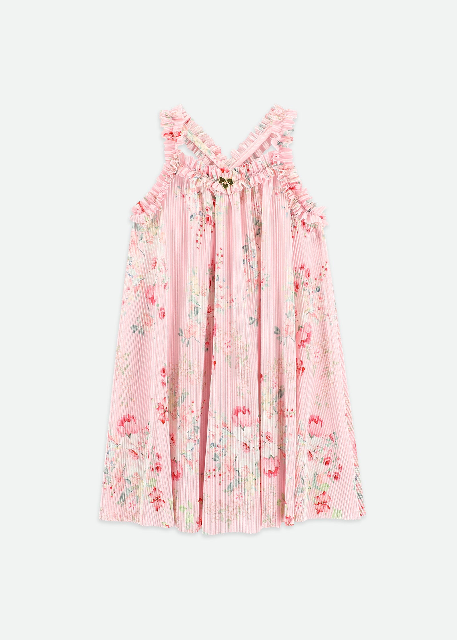 Fortuna Posy Print Pleated Dress Pale Pink
