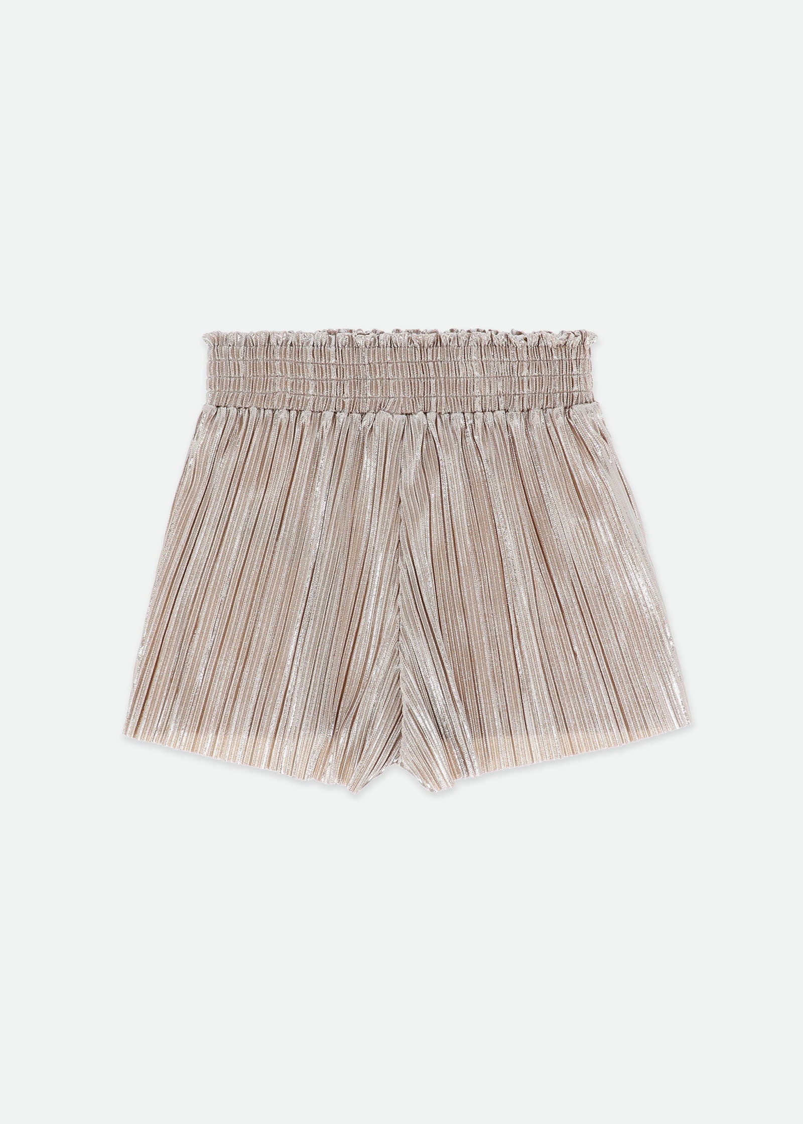 Fortuna Metallic Pleated Shorts Champagne