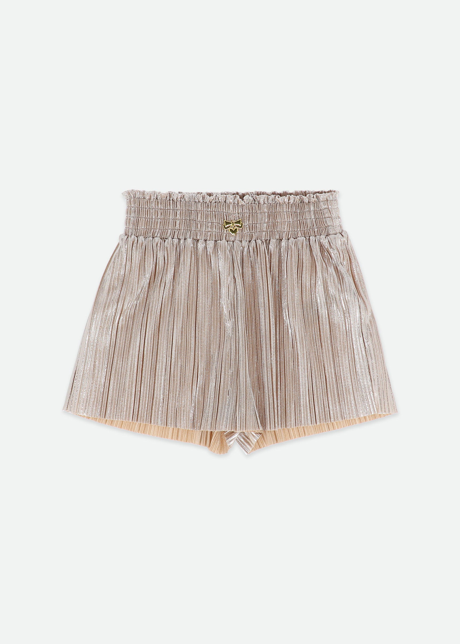 Fortuna Metallic Pleated Shorts Champagne