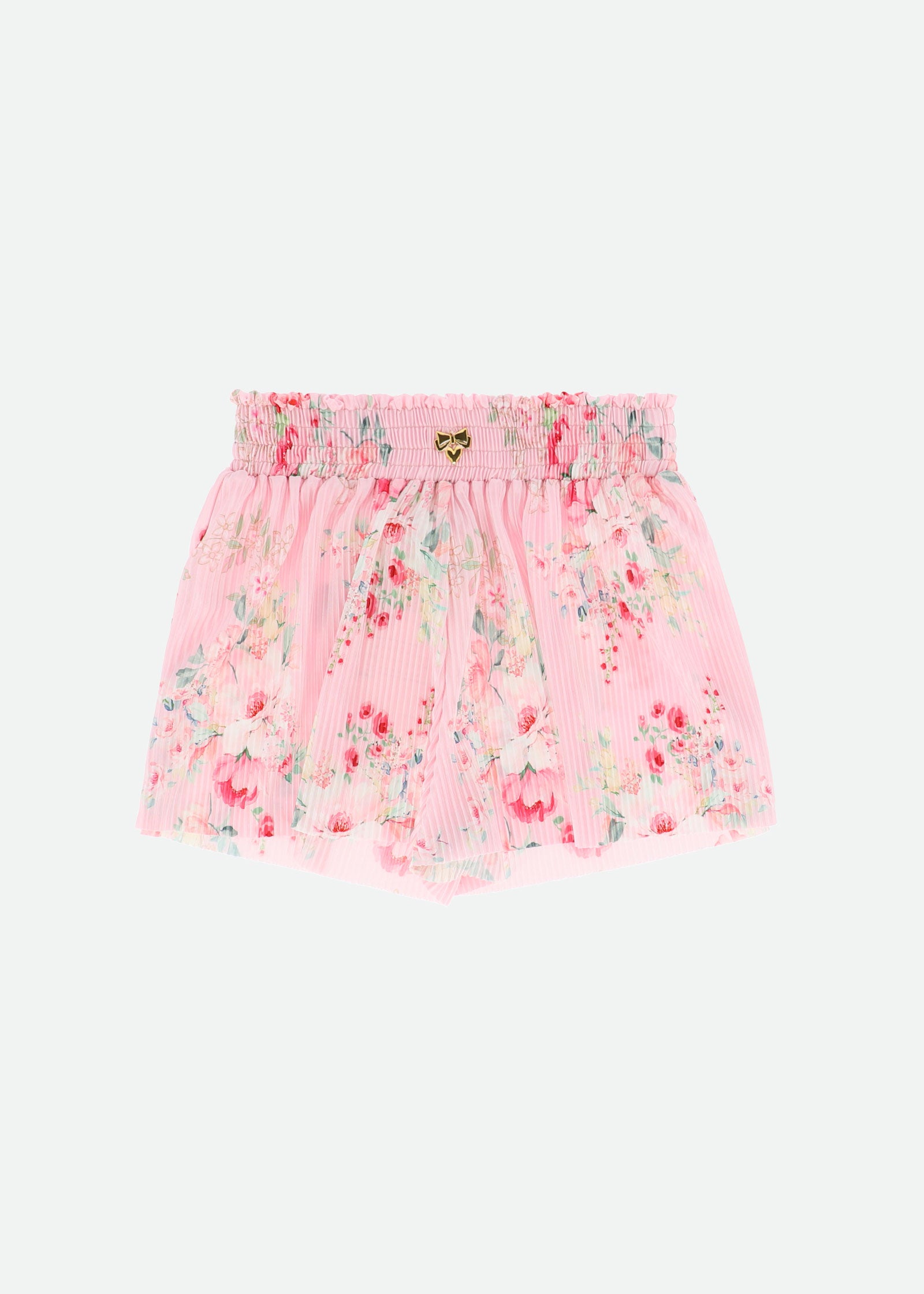 Fortuna Posy Print Pleated Shorts Pale Pink