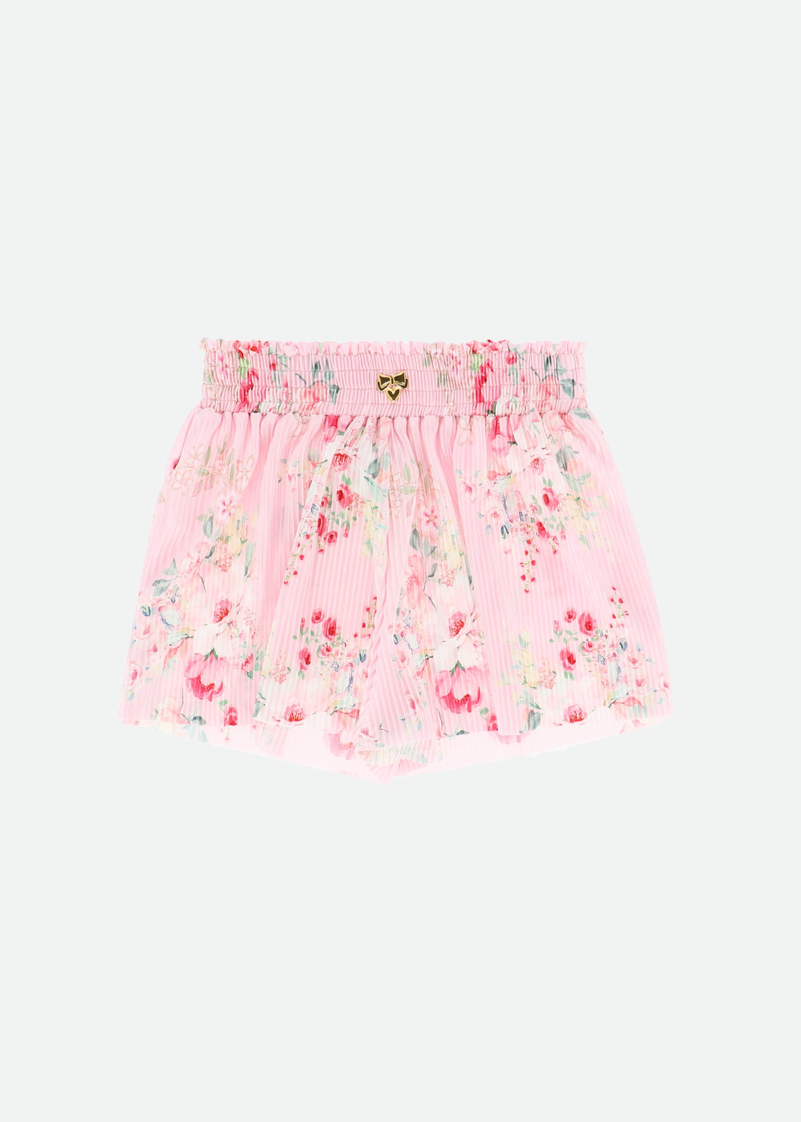 Fortuna Posy Print Pleated Shorts Pale Pink