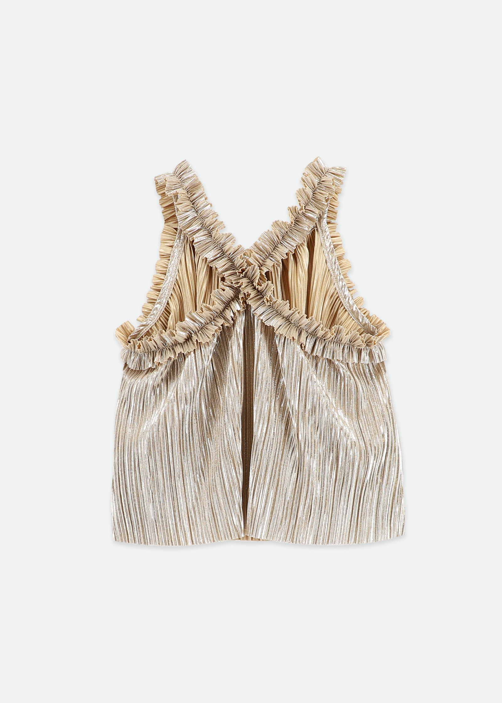 Fortuna Metallic Pleated Top Champagne