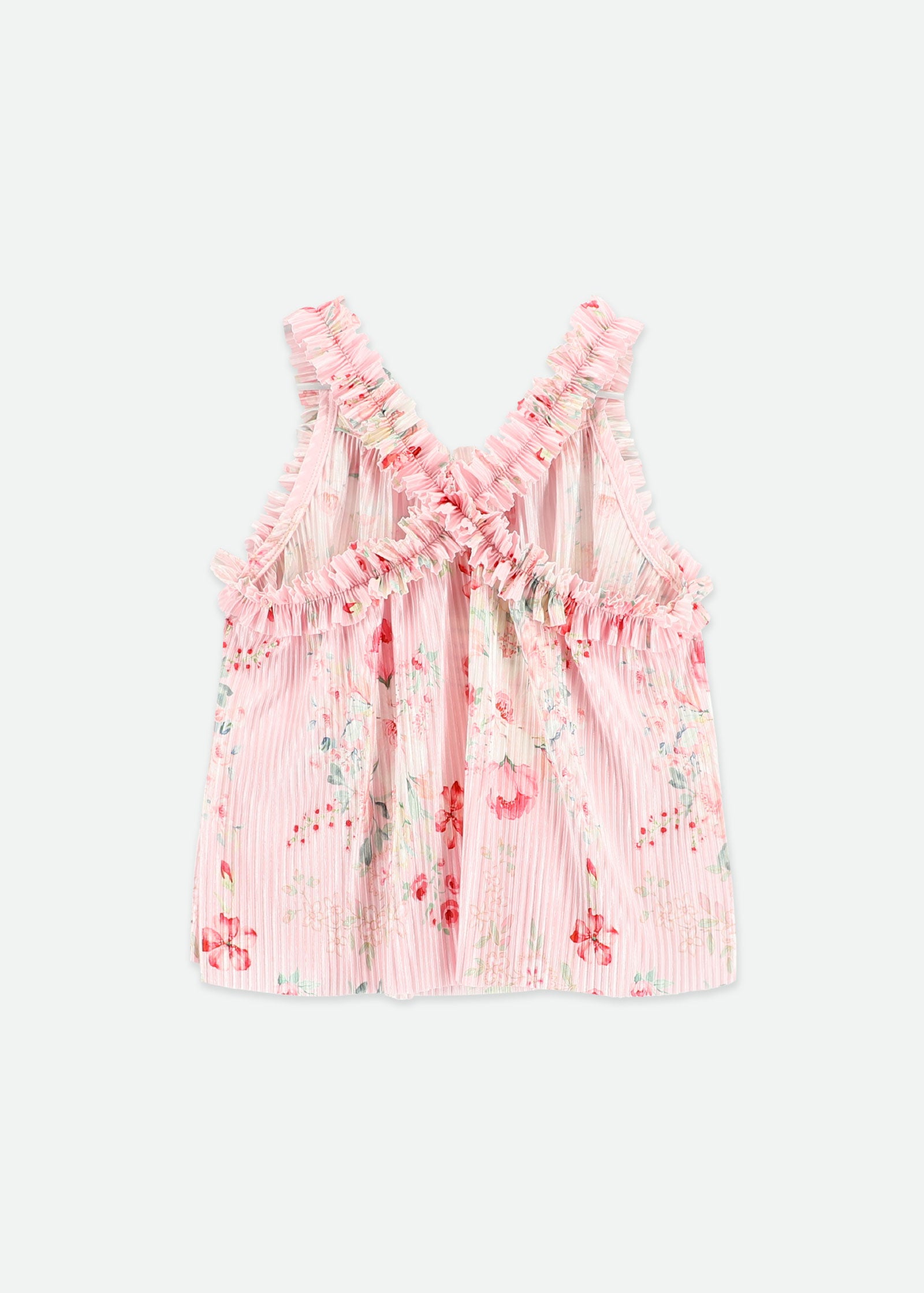 Fortuna Posy Print Pleated Top Pale Pink