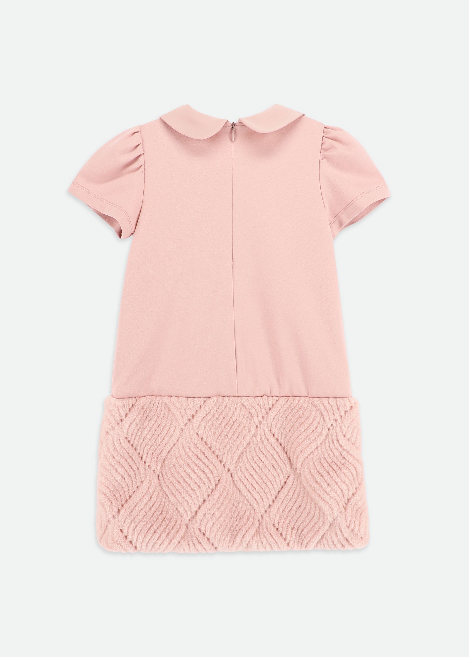 Frances Fur Trim Dress Tea Rose