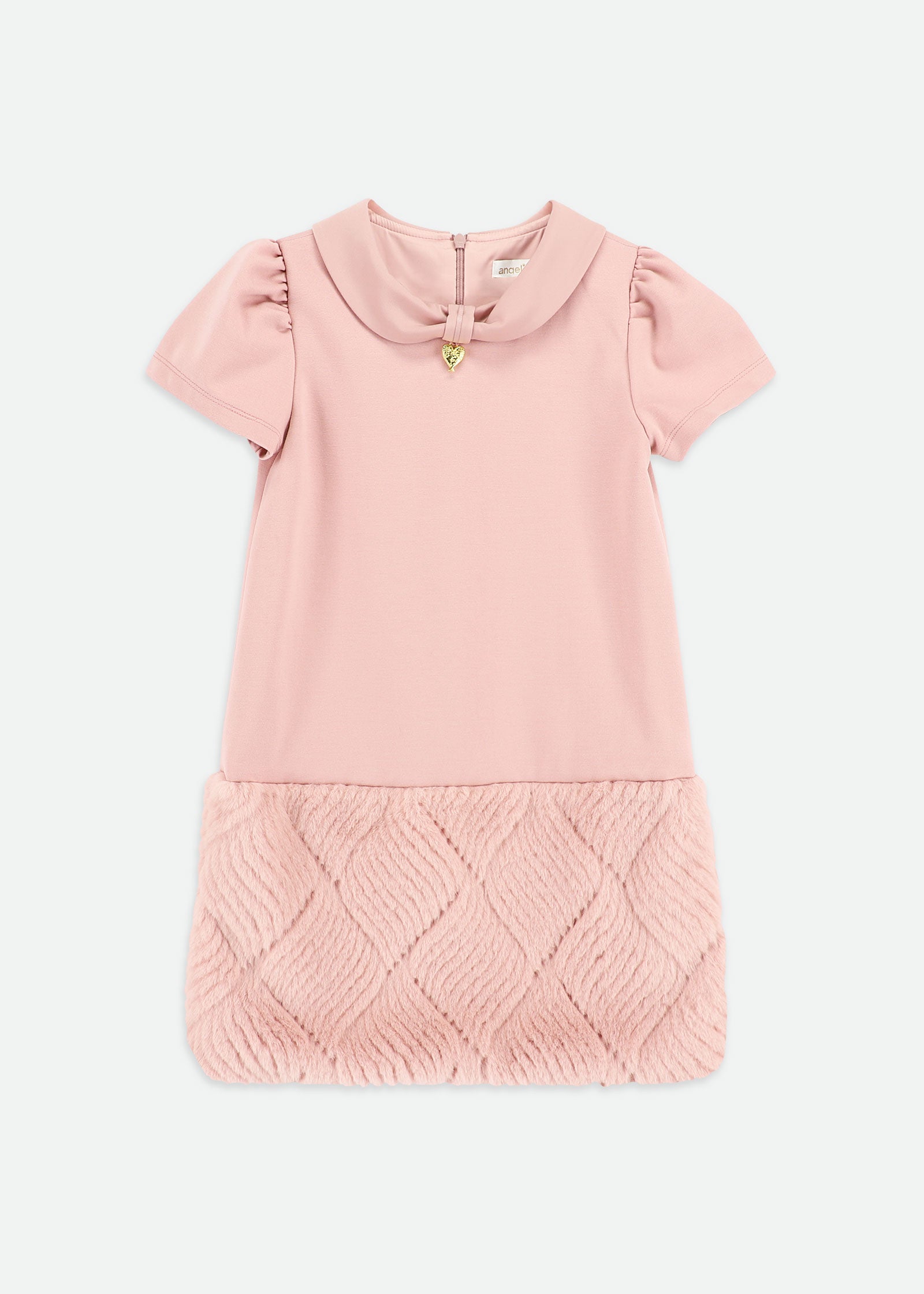 Frances Fur Trim Dress Tea Rose