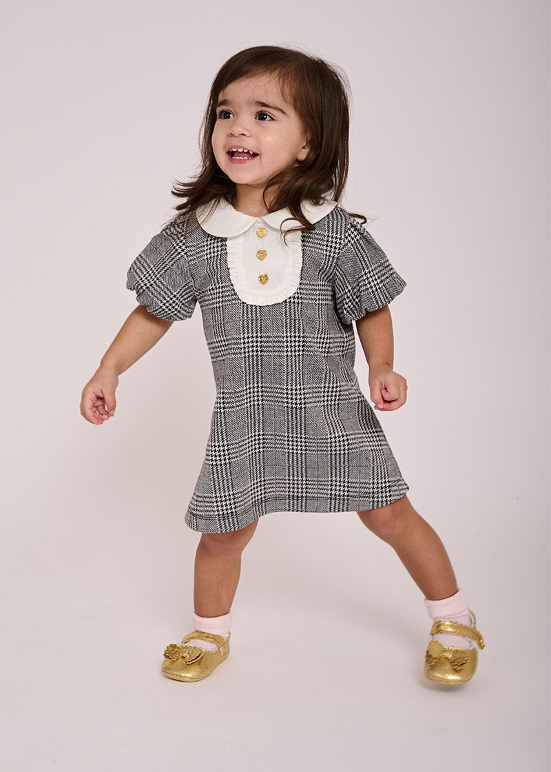 Friday Baby Check Dress Grey