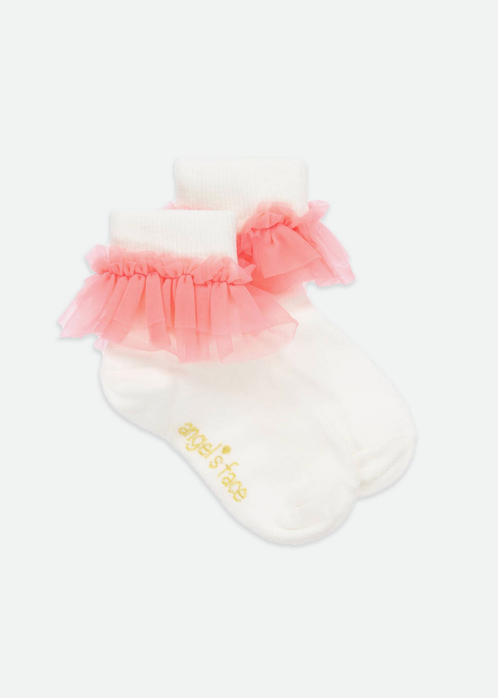 Frilly Socks Snowdrop Coral