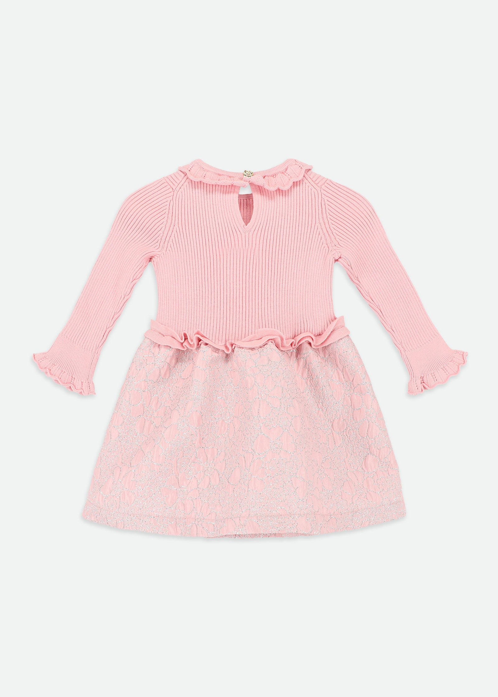 Gabby Knit Jacquard Mix Baby Dress Pink