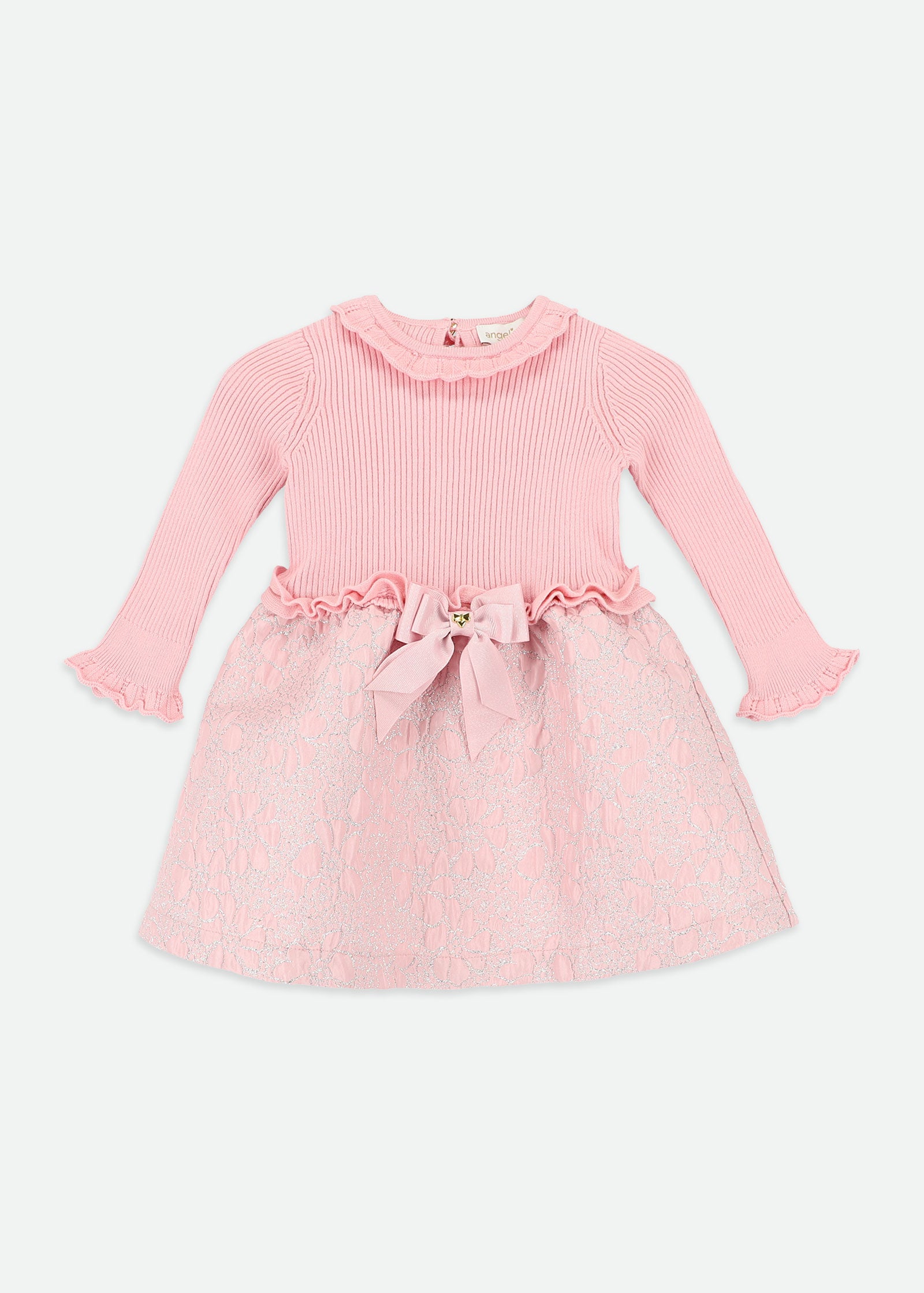 Gabby Knit Jacquard Mix Baby Dress Pink