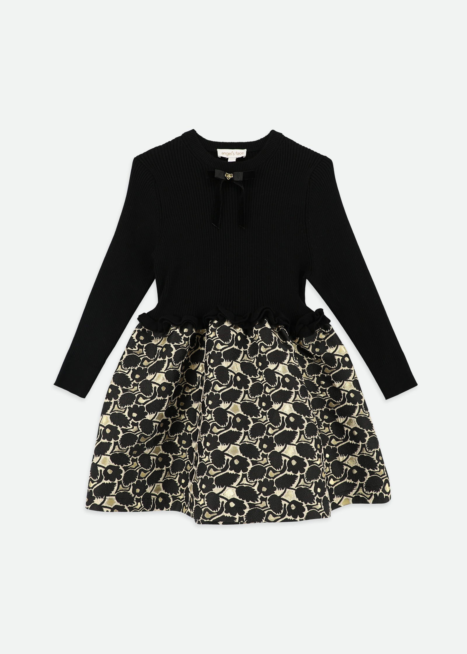 Gabriella Knit Jacquard Mix Dress Black