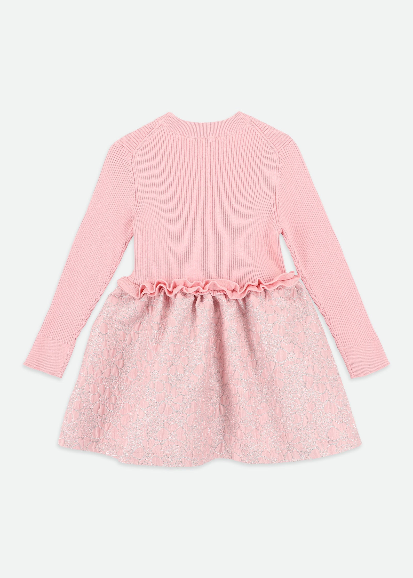 Gabriella Knit Jacquard Mix Dress Pink