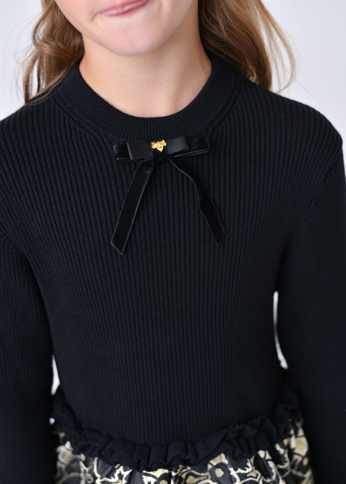 Gabriella Knit Jacquard Mix Dress Black