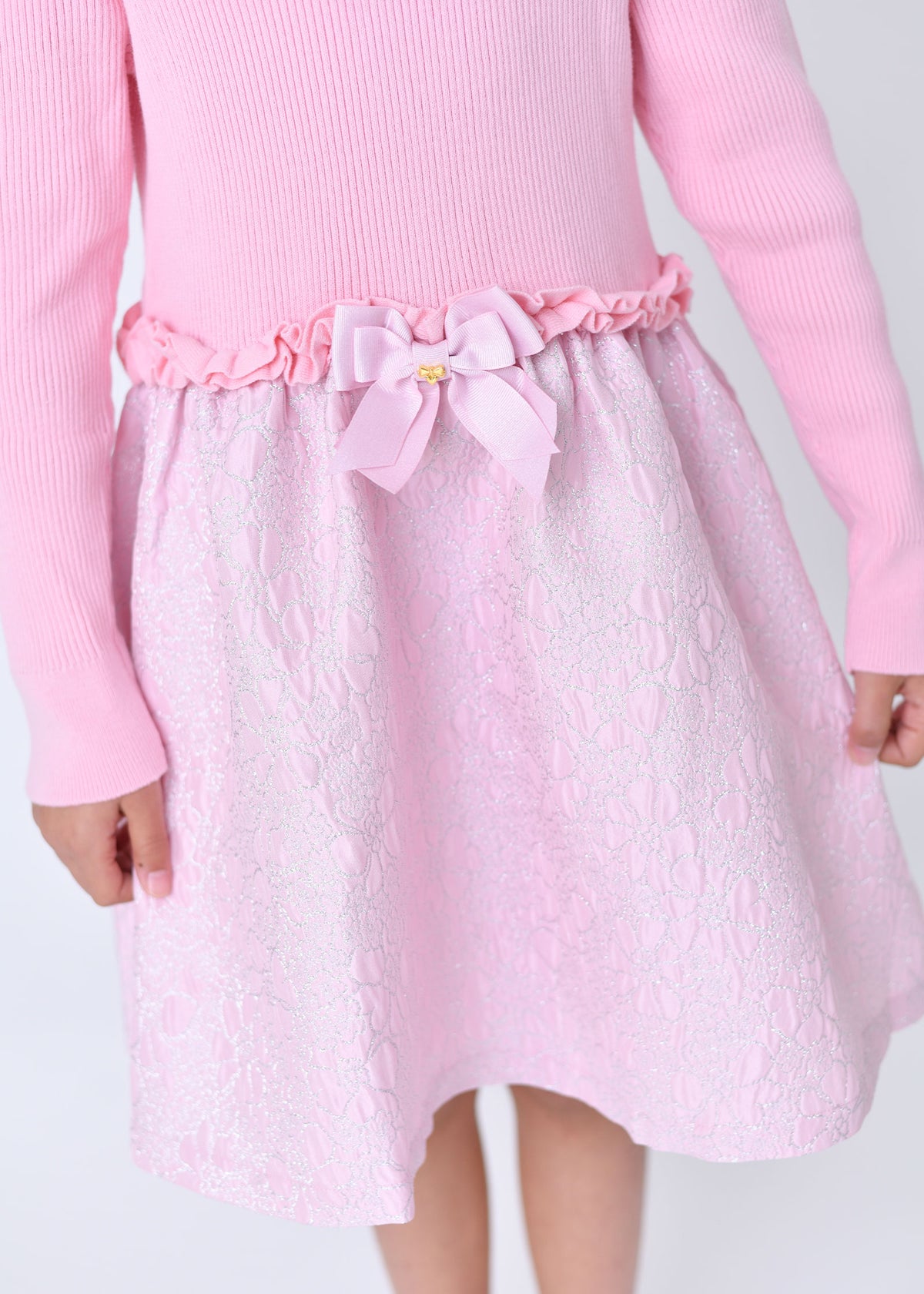 Gabriella Knit Jacquard Mix Dress Pink