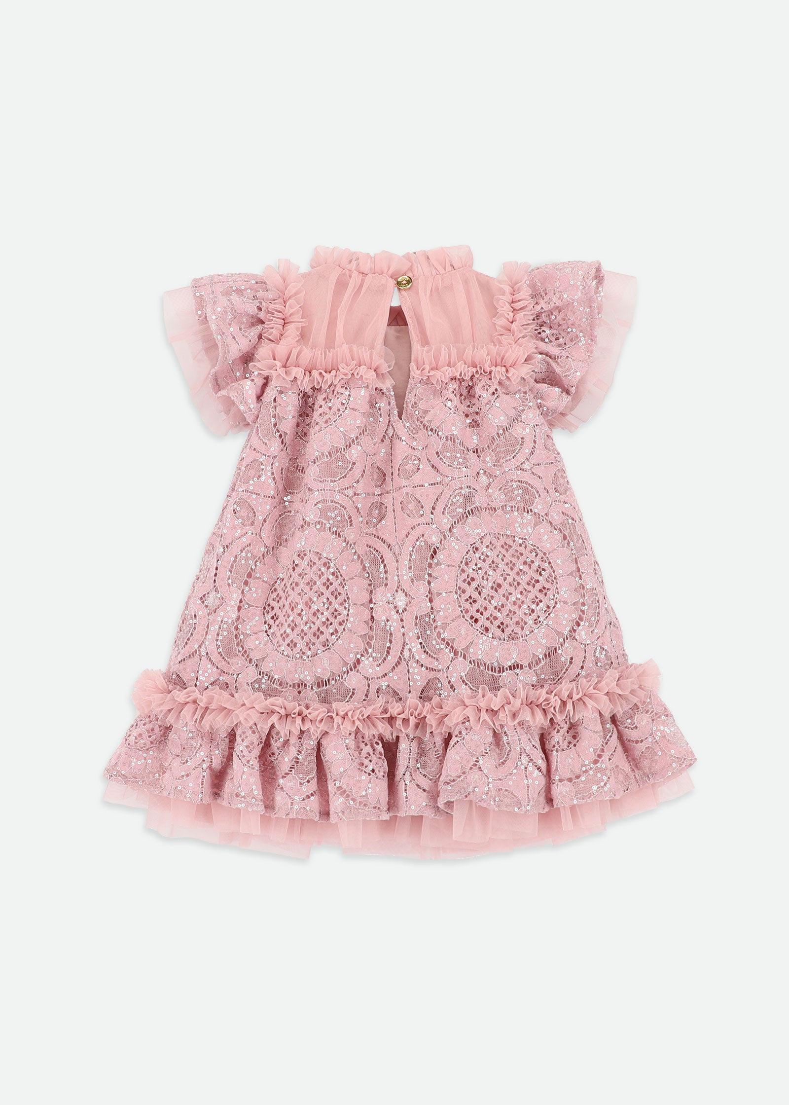 Gemma Sequin Lace Baby Dress Vintage Rose
