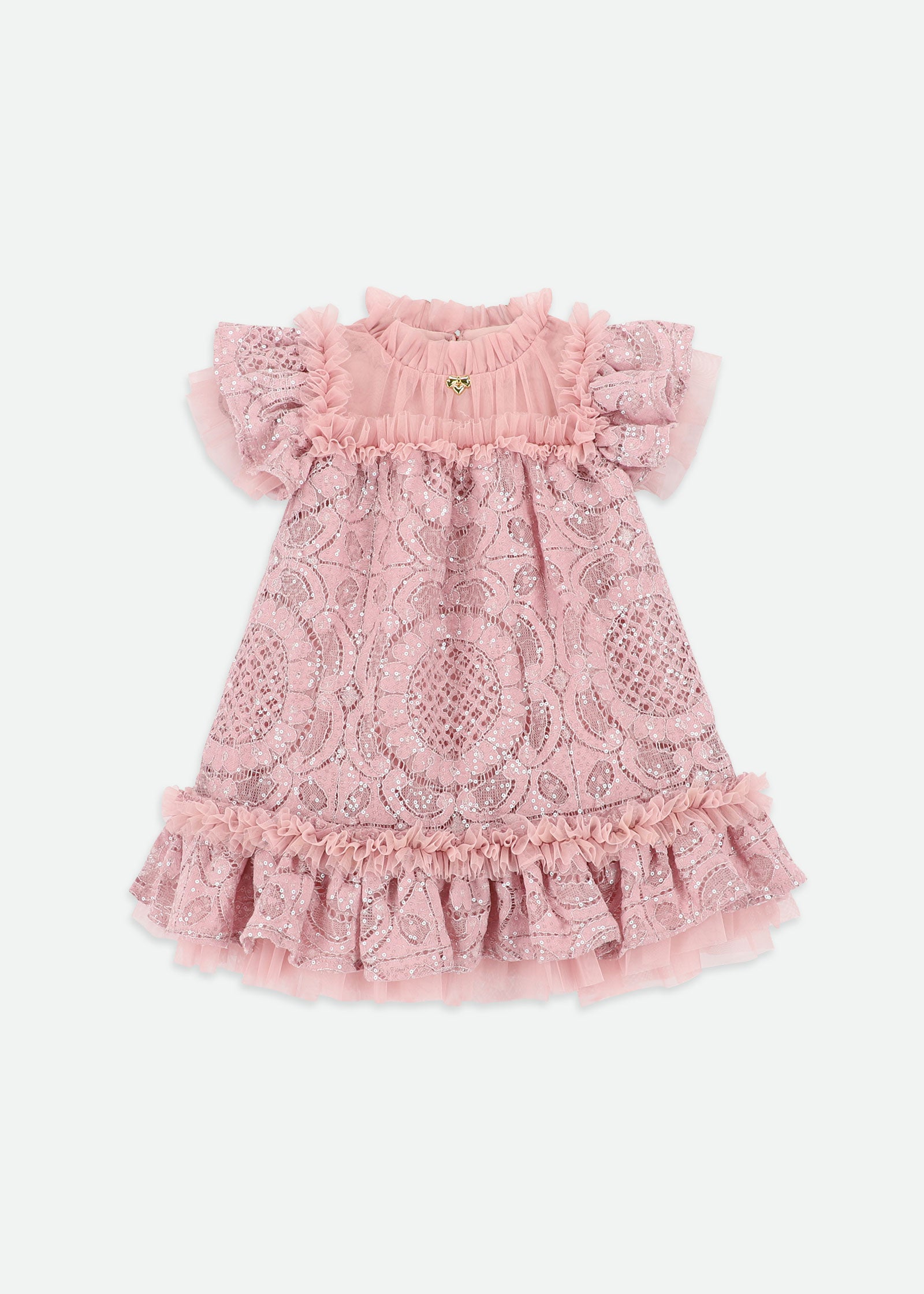 Gemma Sequin Lace Baby Dress Vintage Rose