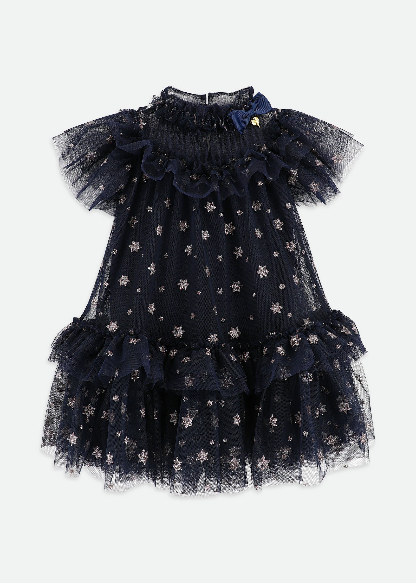 Georgette Glitter Star Dress Navy