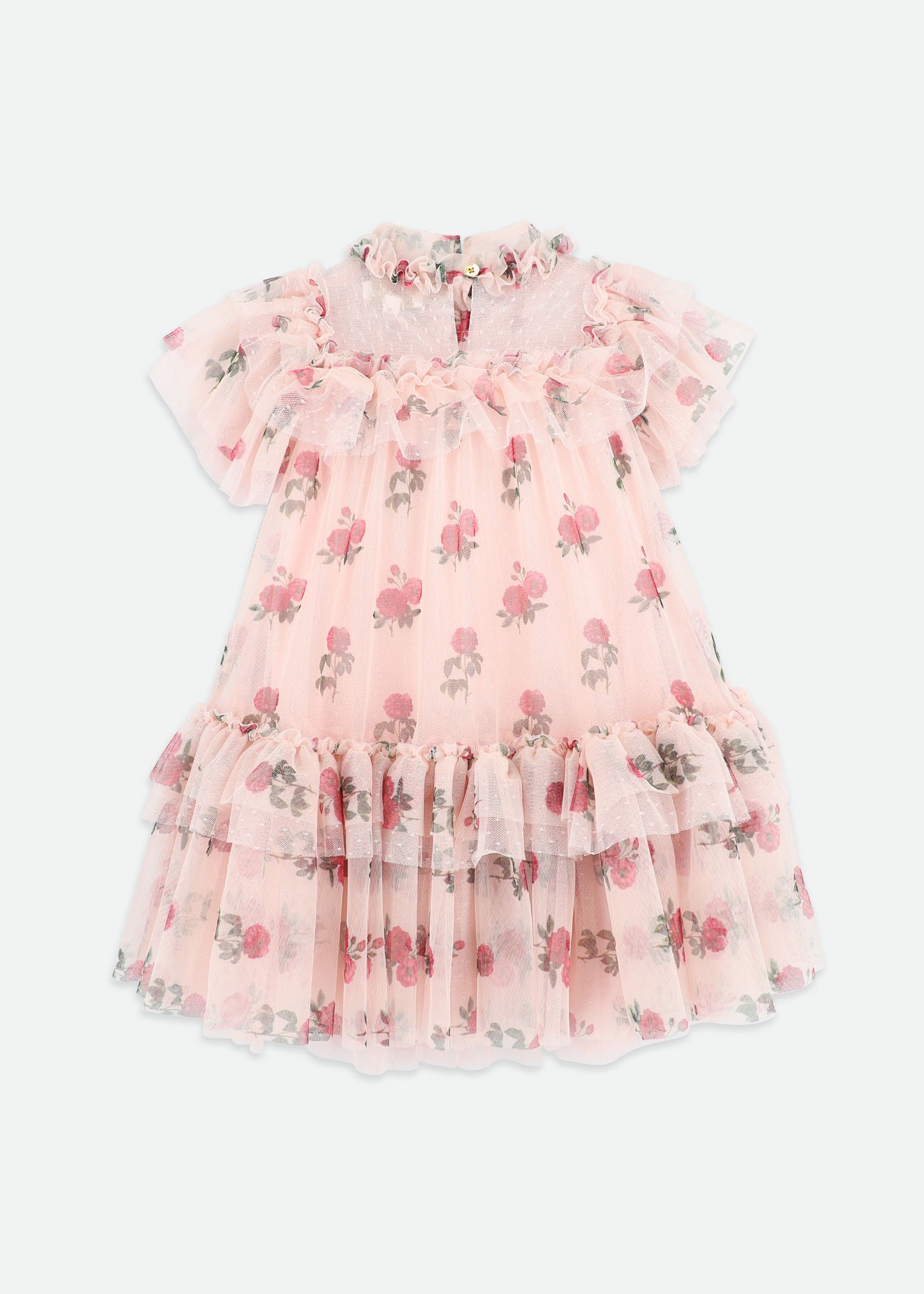 Georgette Flower Tulle Dress Pale Pink