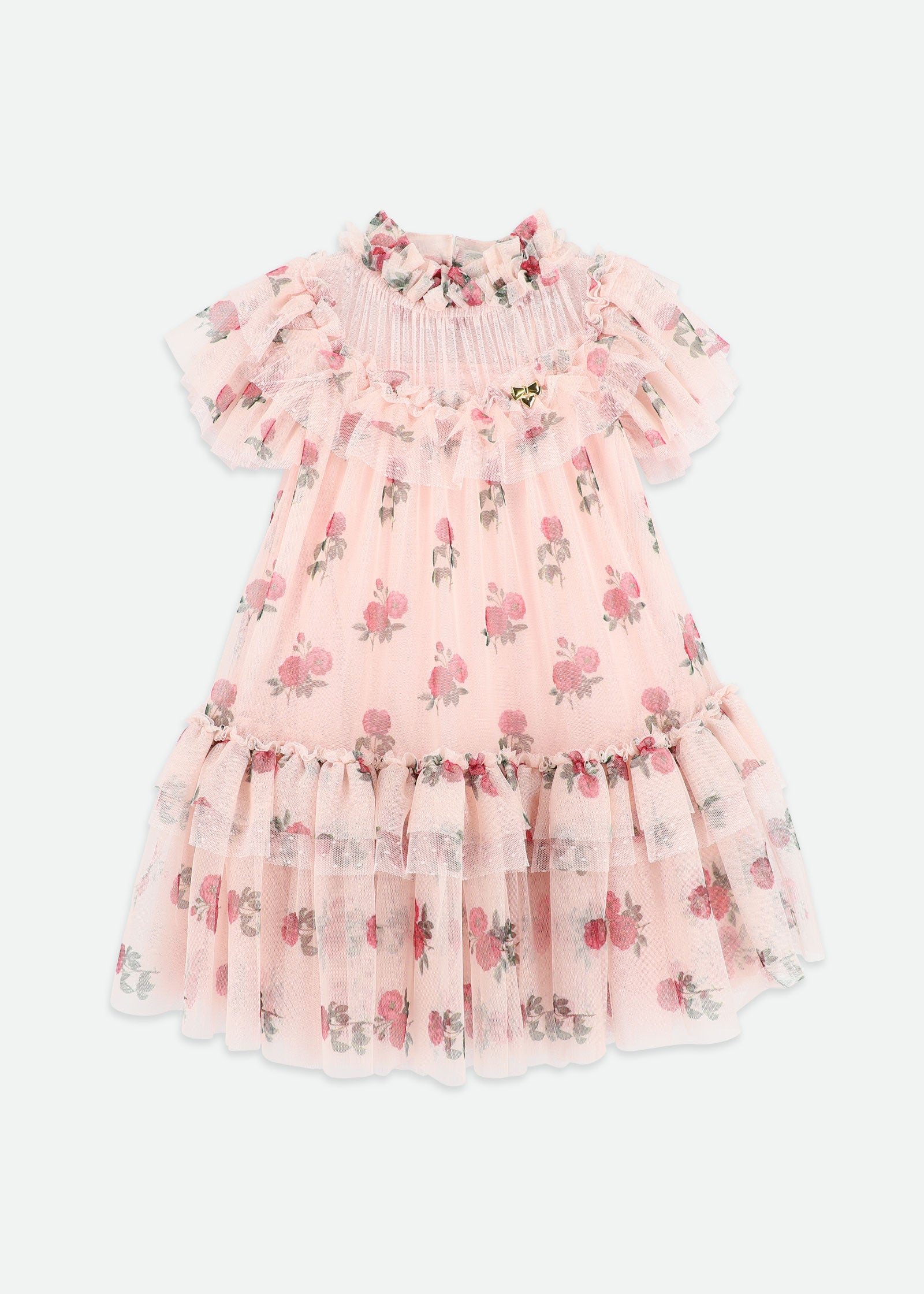 Georgette Flower Tulle Dress Pale Pink