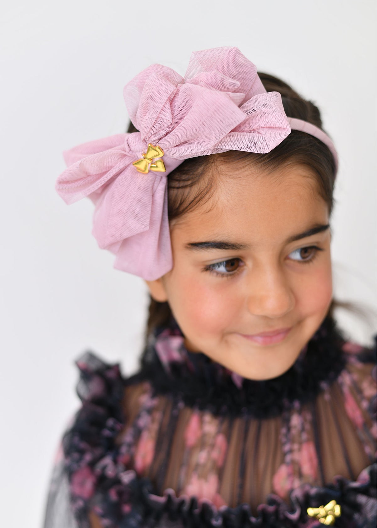 Gladys Tulle Headband Vintage Pink