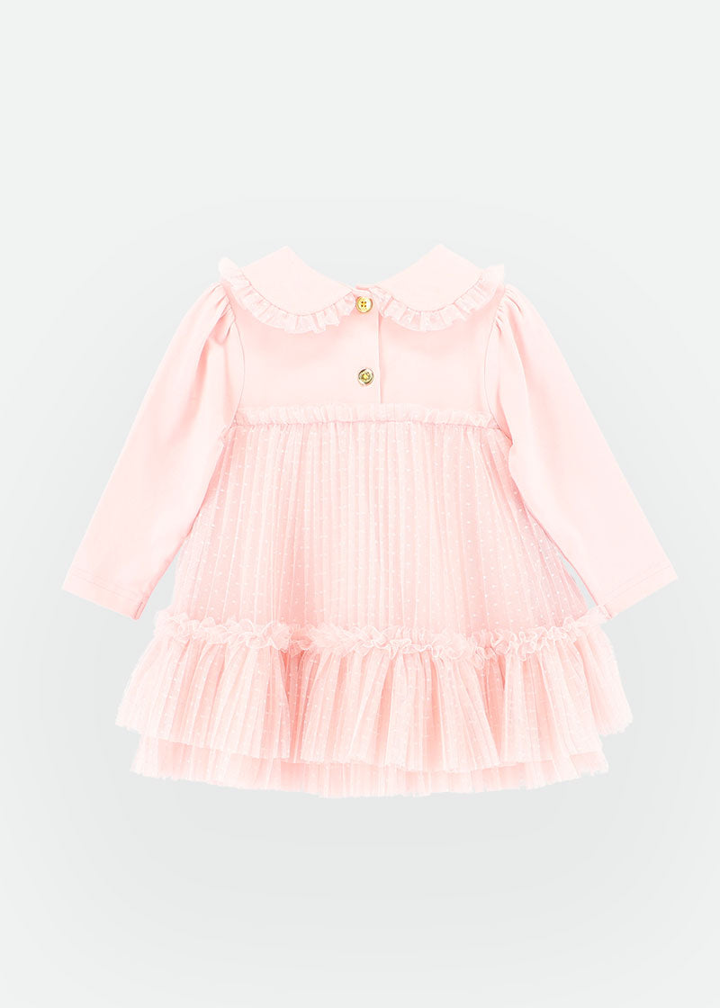 Hallie Spotted Tulle Baby Dress Pale Pink