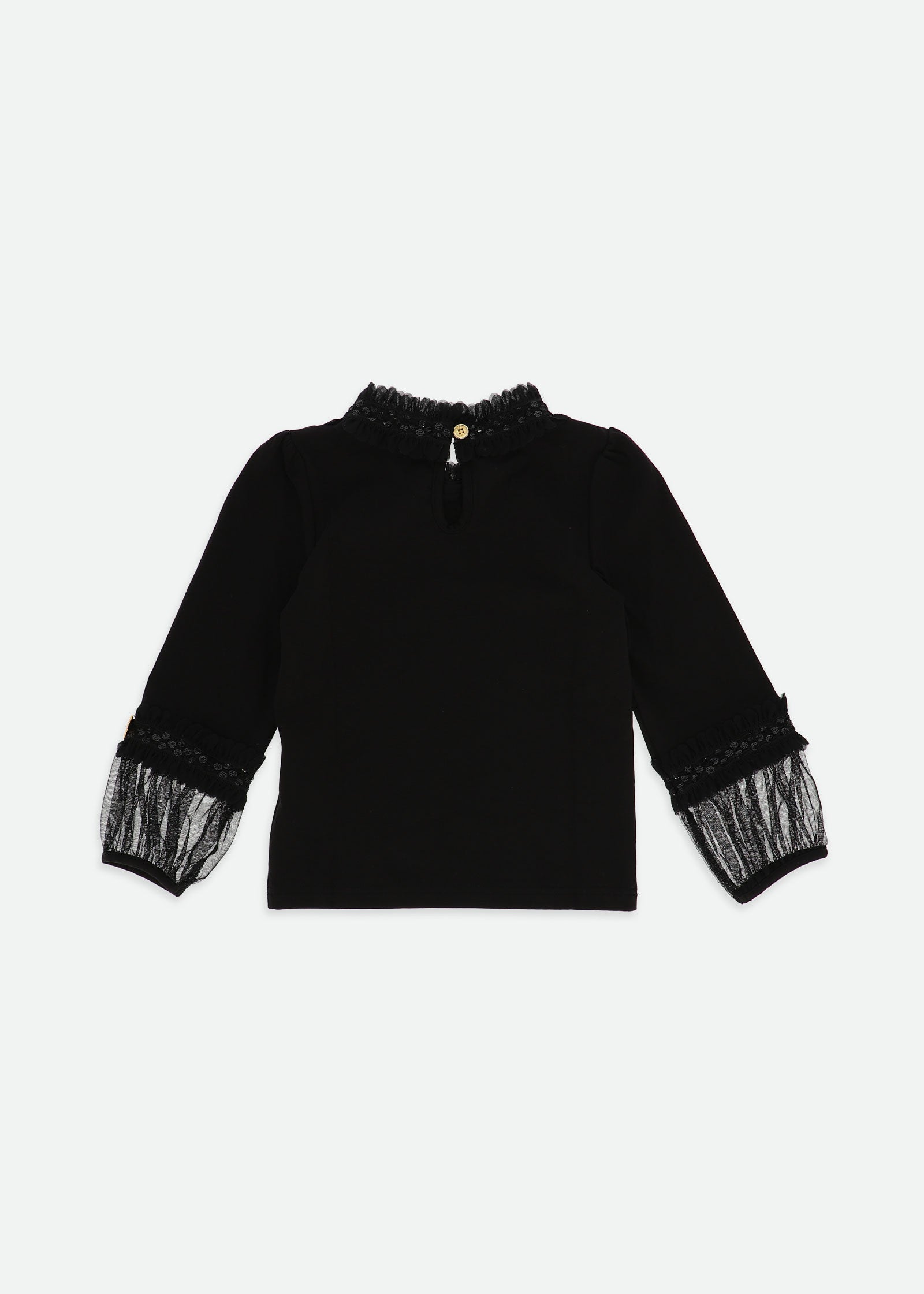 Hayley Sequin Neck And Sleeve Trim Top Black