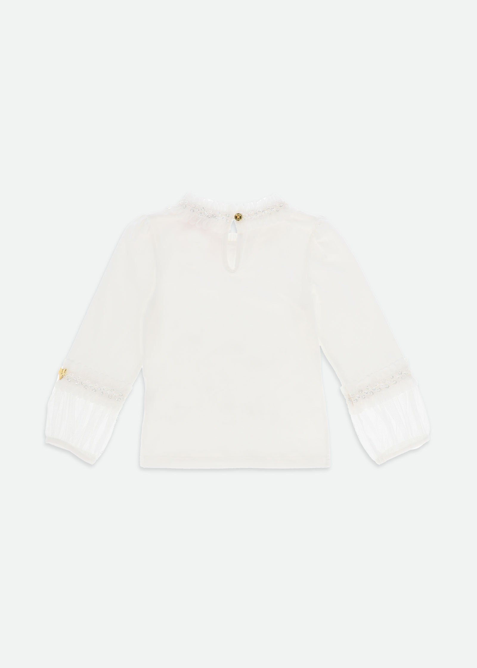 Hayley Sequin Neck And Sleeve Trim Top Snowdrop