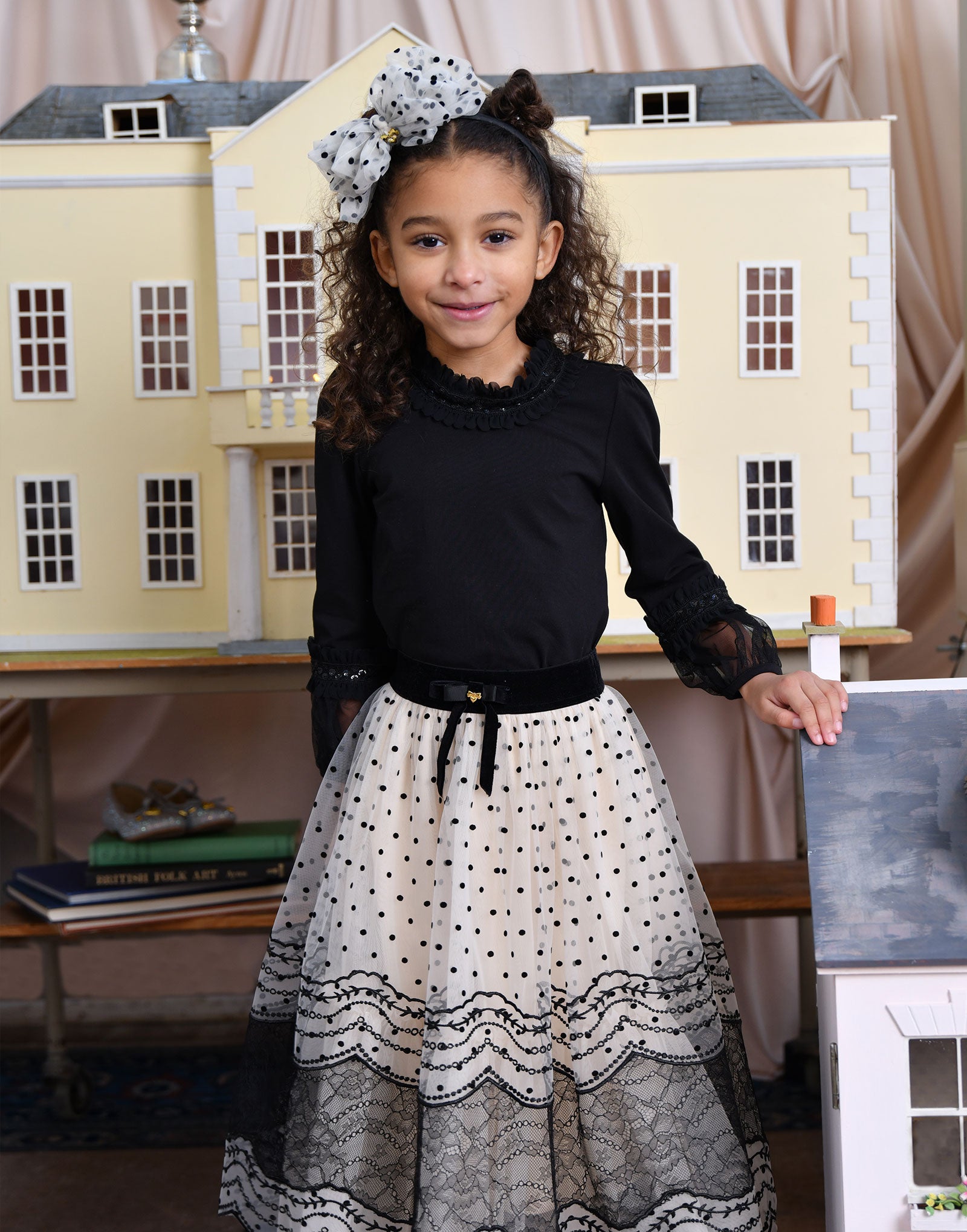 Hayley Sequin Neck And Sleeve Trim Top Black