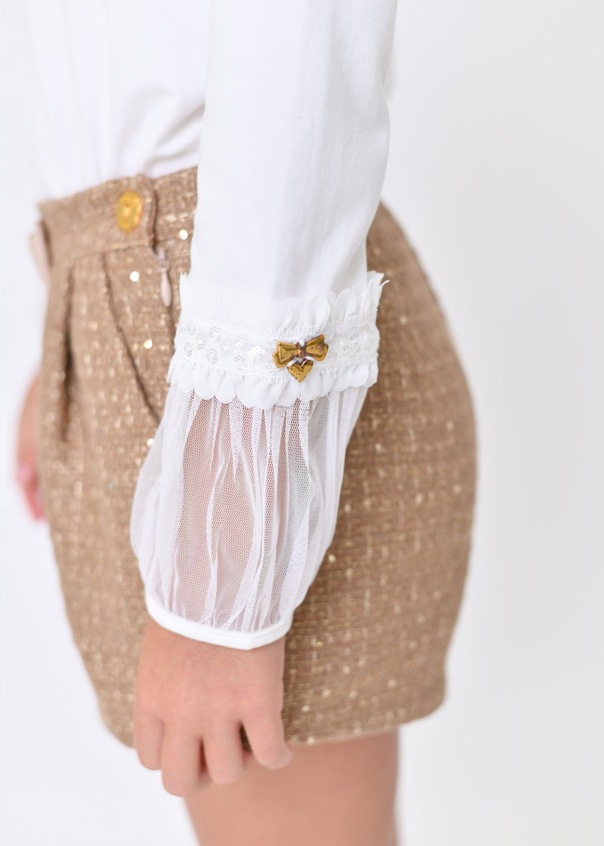 Hayley Sequin Trim Top Snowdrop