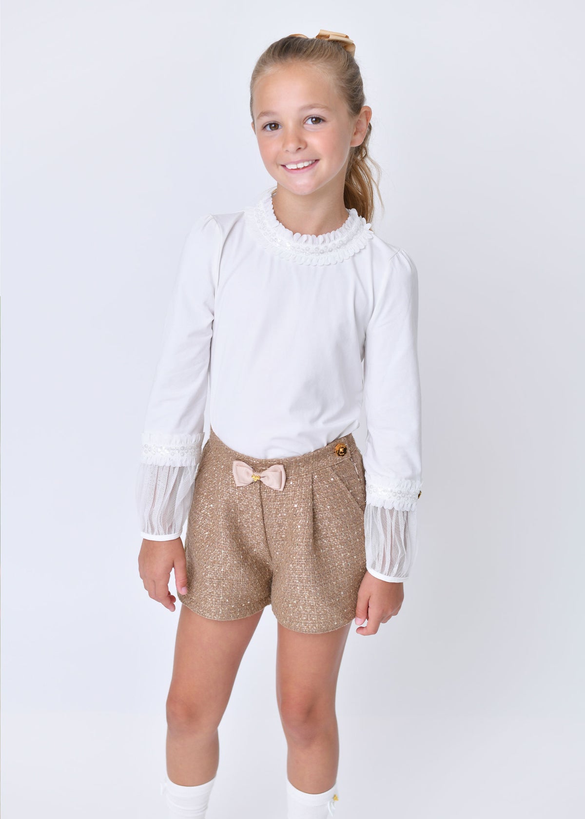 Hayley Sequin Trim Top Snowdrop