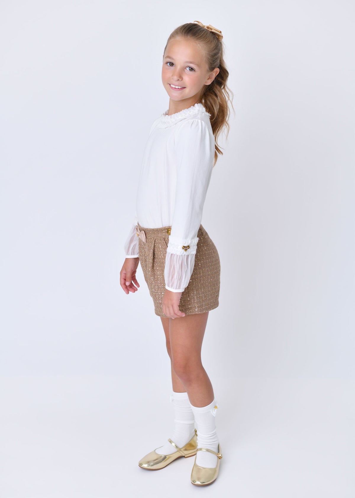 Hayley Sequin Trim Top Snowdrop