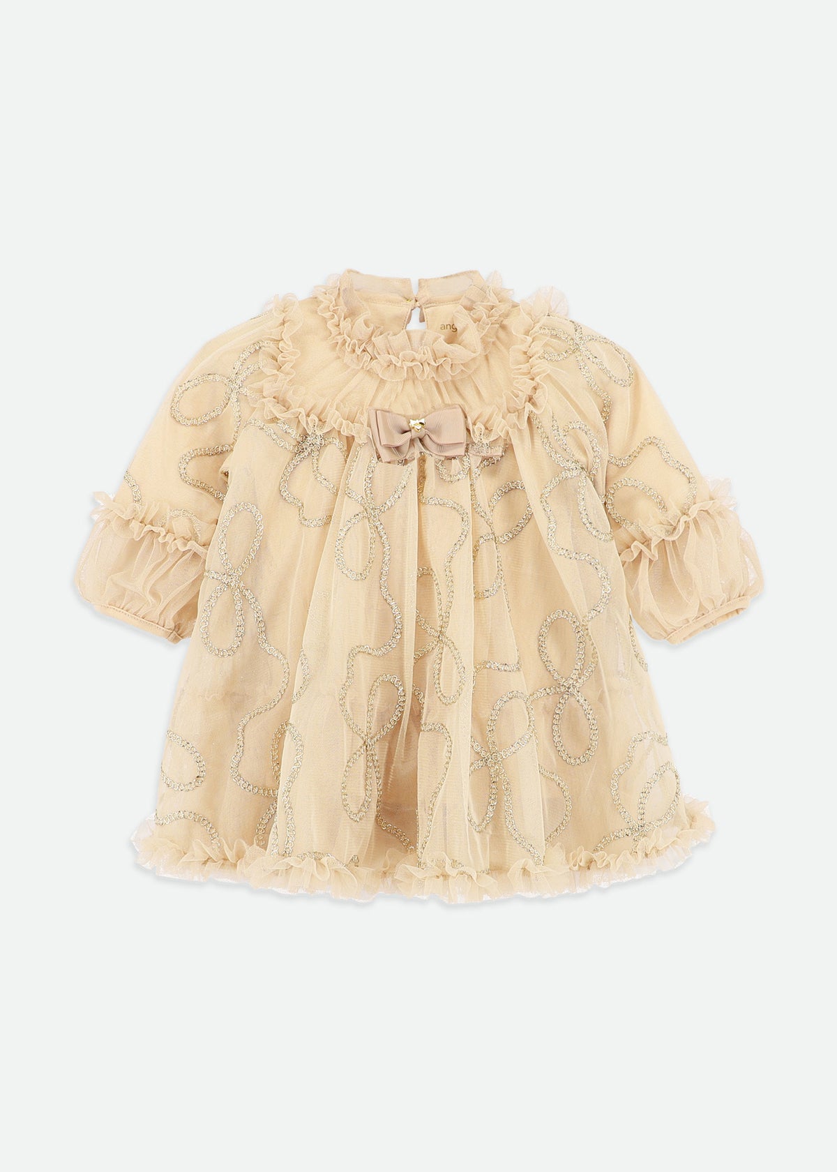 Hazel 3D Chain Tulle Baby Dress Gold