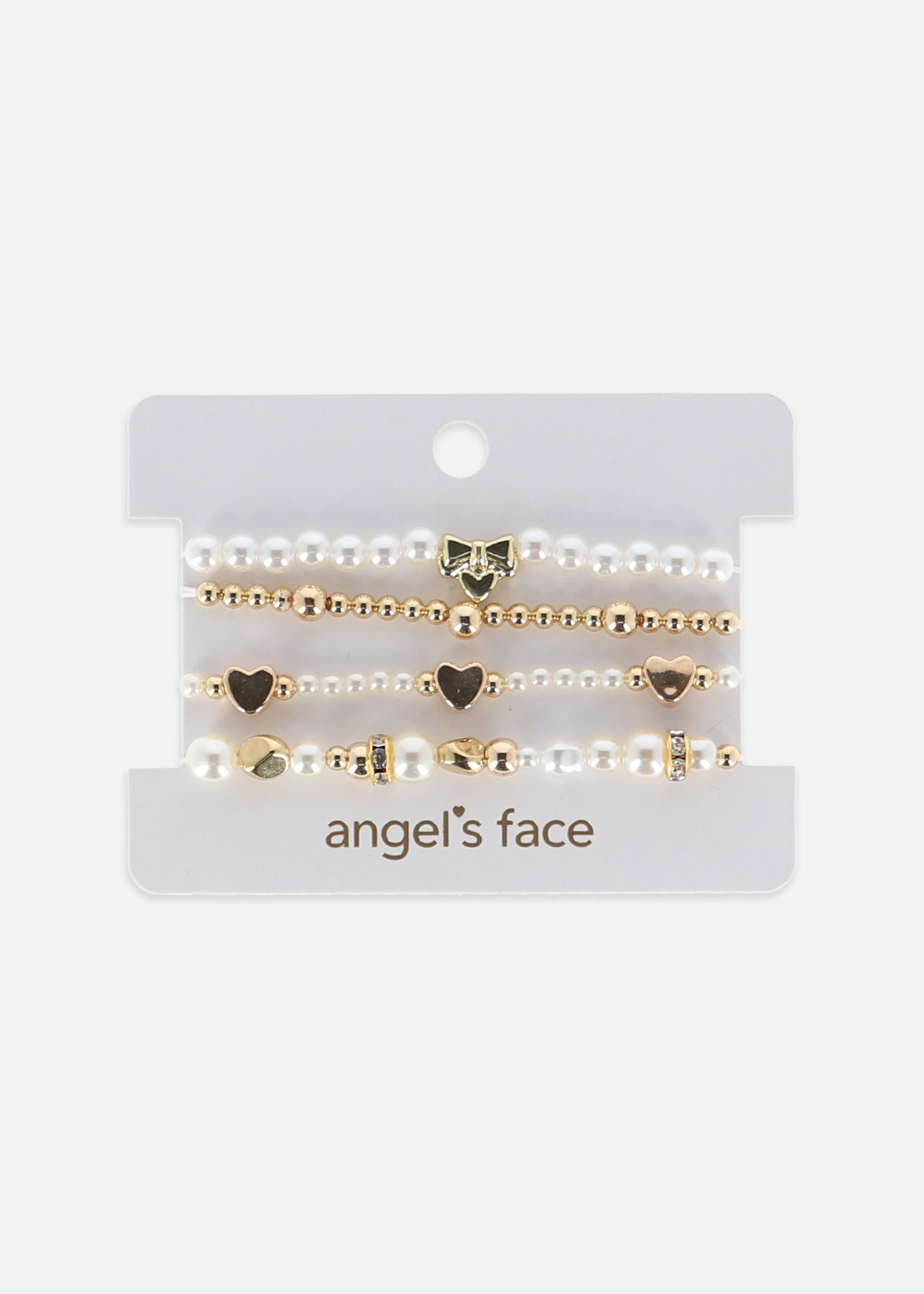 Heart and Pearl Bracelet Set Snowdrop/Gold