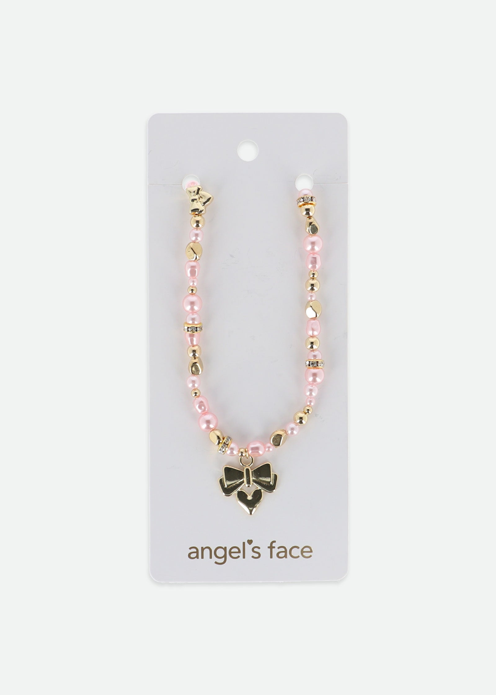 Heart and Pearl Necklace Pink/Gold