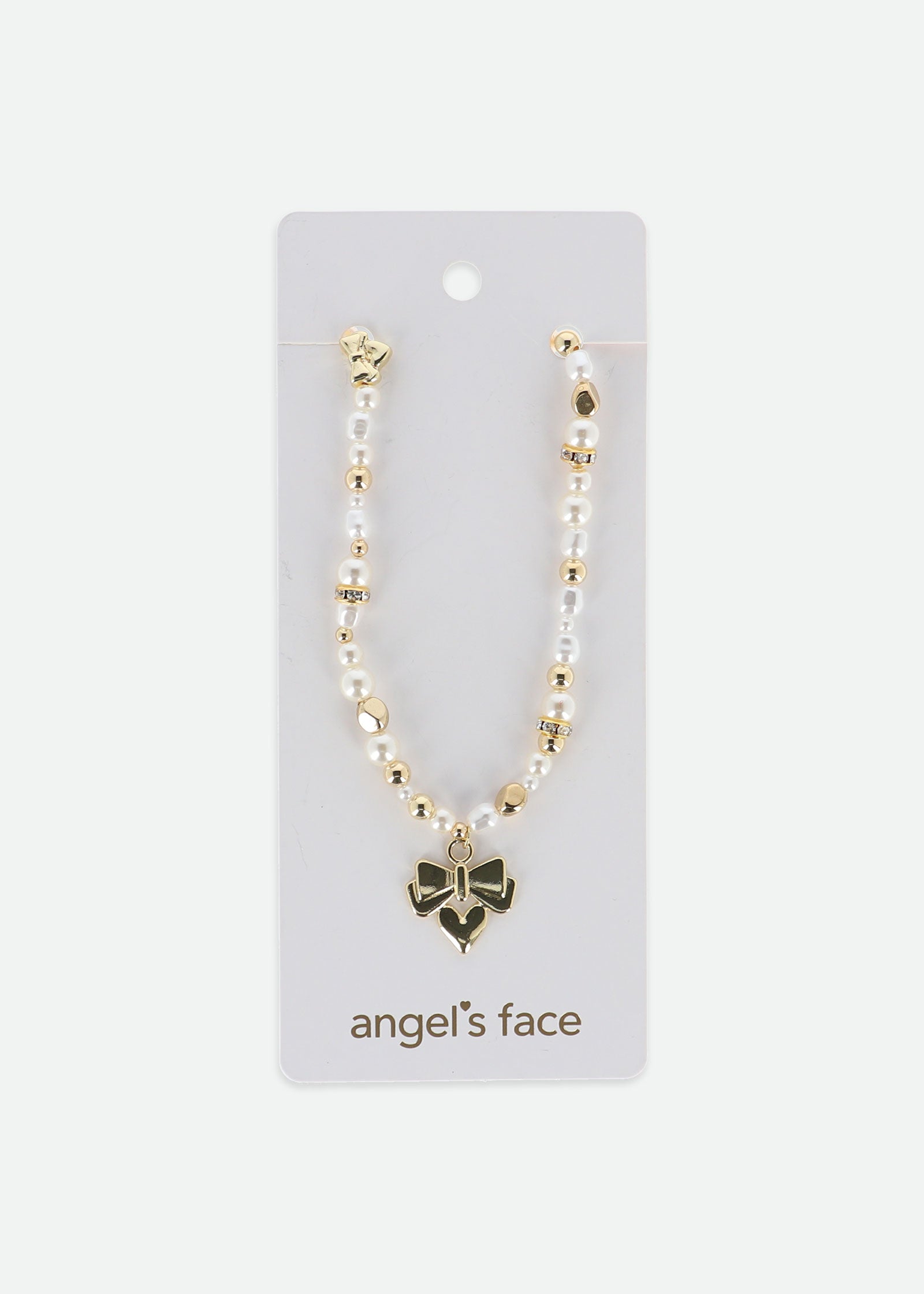 Heart and Pearl Necklace Snowdrop/Gold