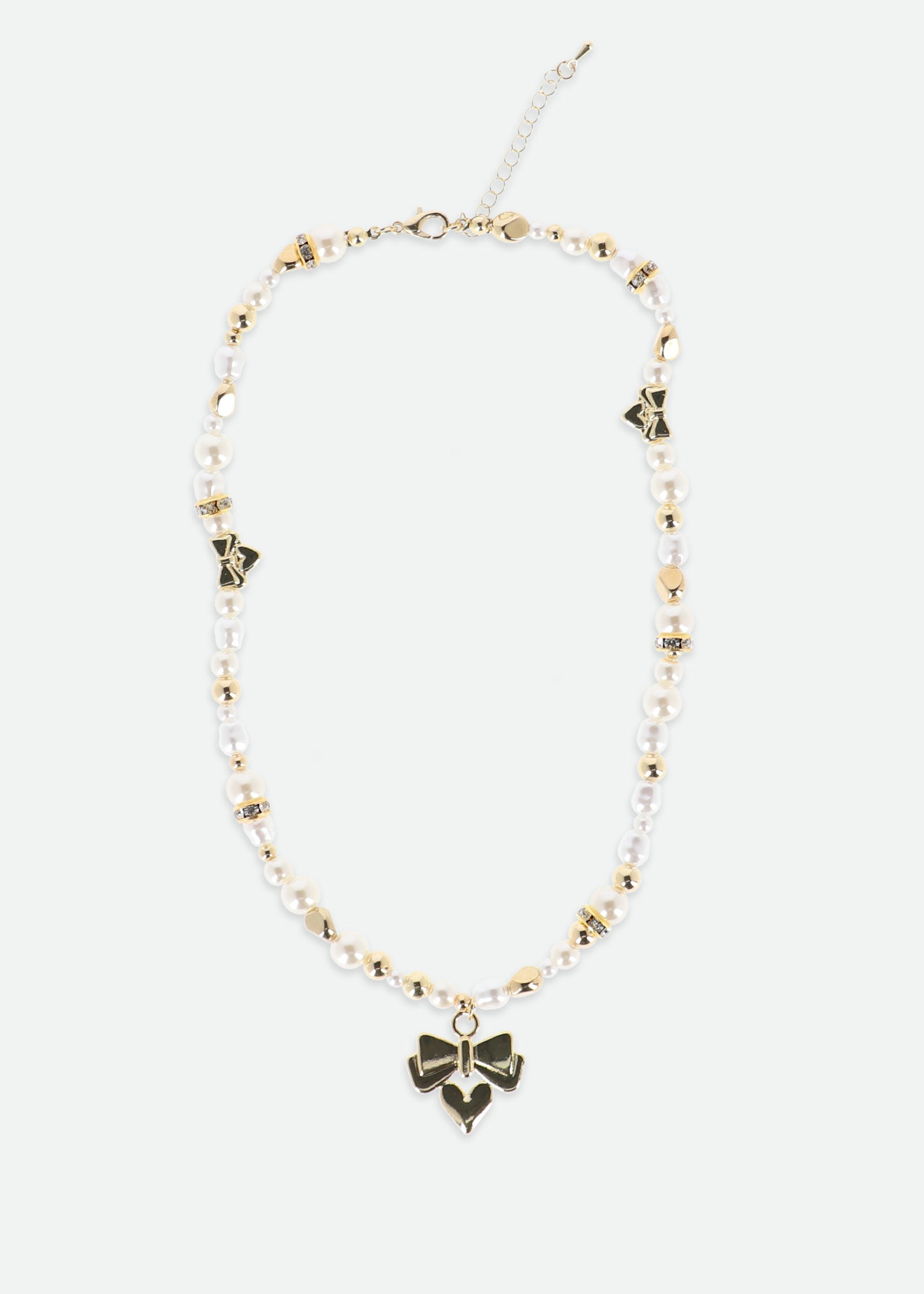 Heart and Pearl Necklace Snowdrop/Gold