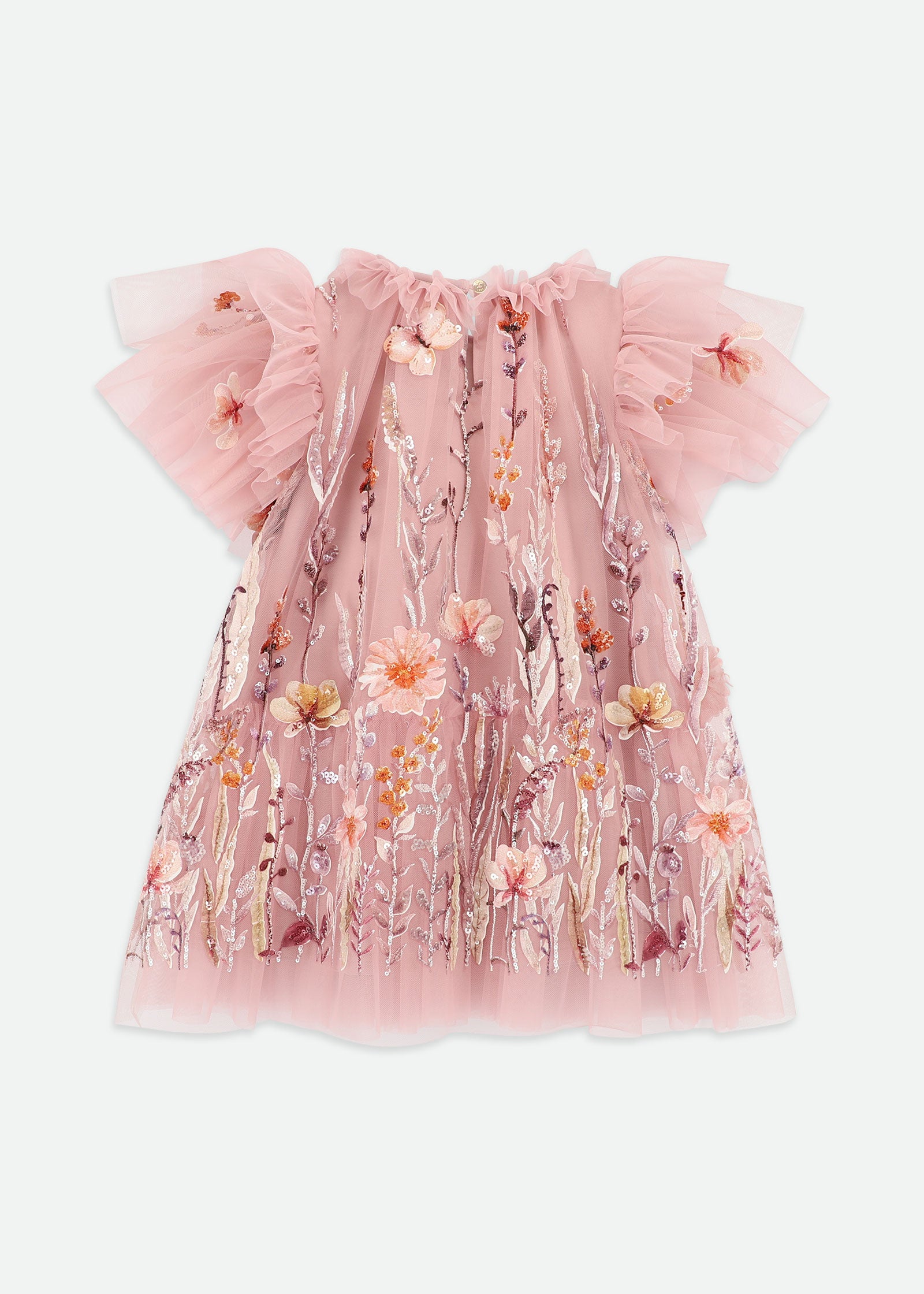 Heather Embroidery Border Dress Vintage Rose