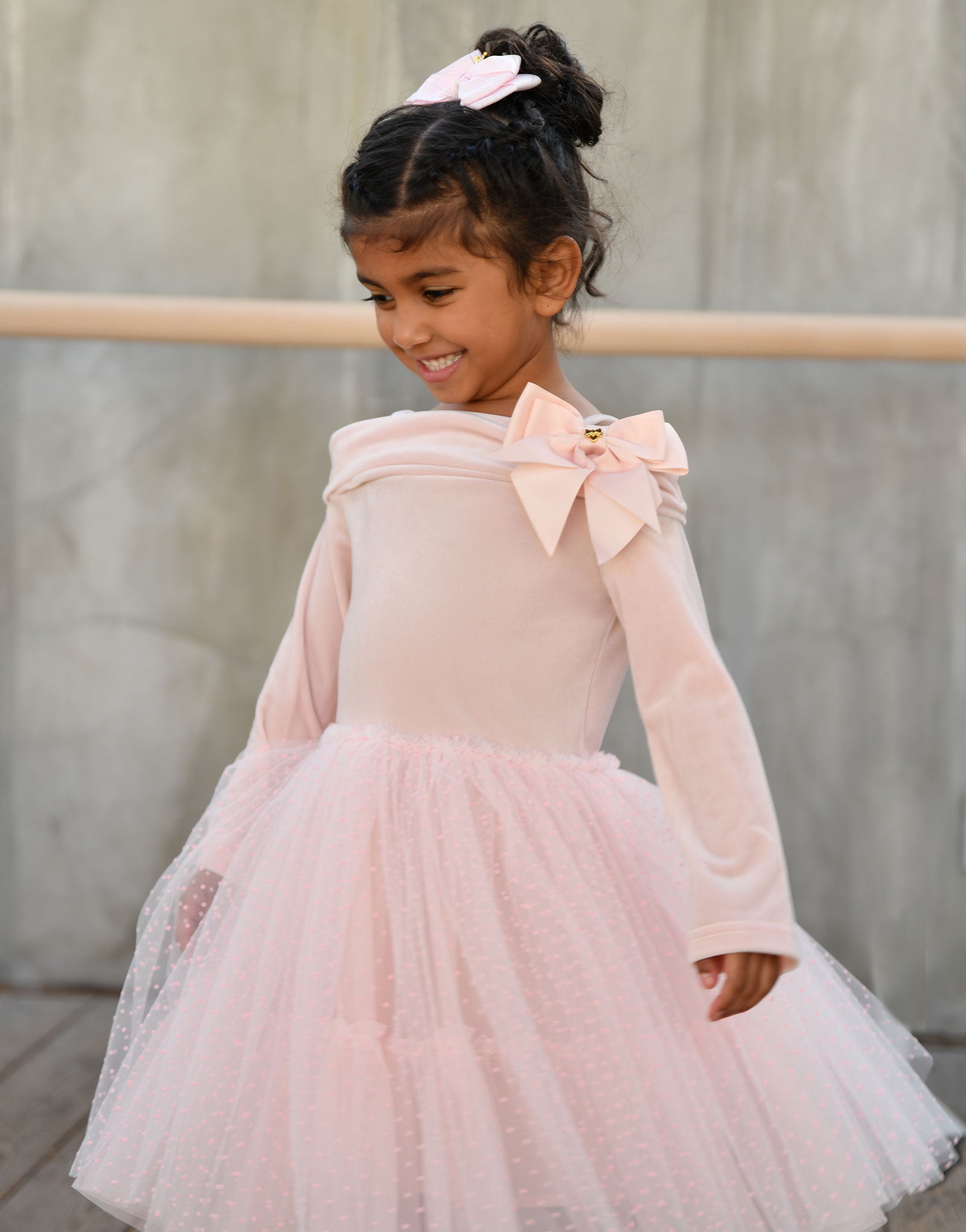 Hepburn Velour Tulle Tea Dress Sweet Blush