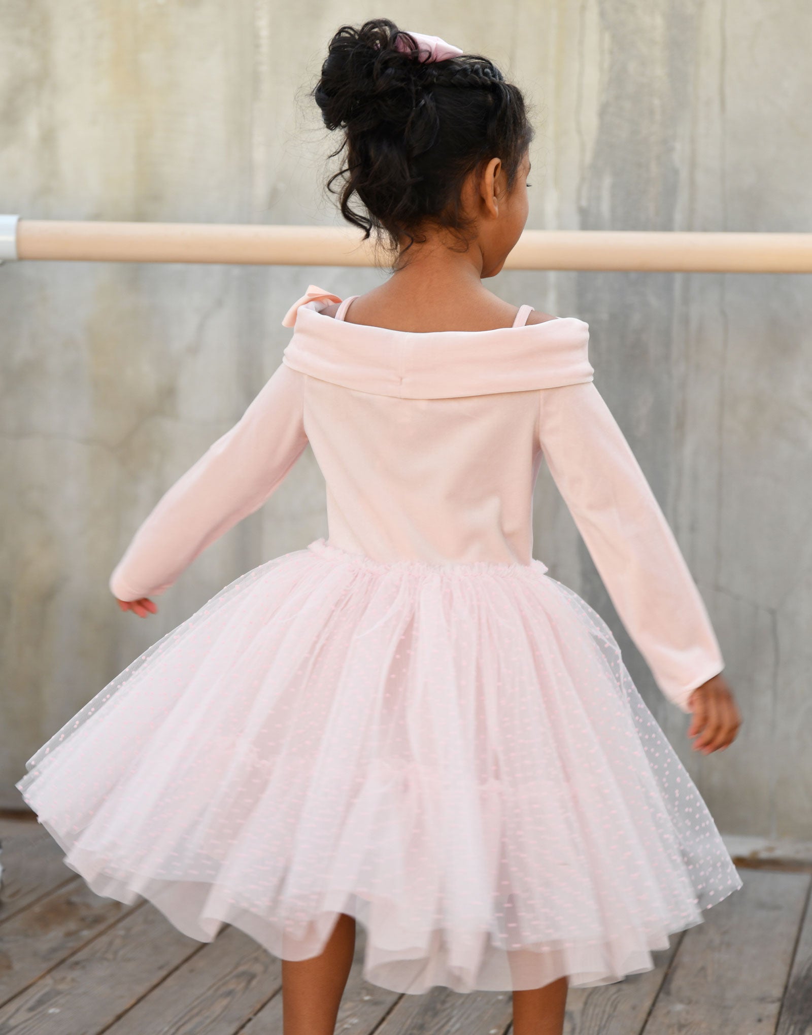 Hepburn Velour Tulle Tea Dress Sweet Blush