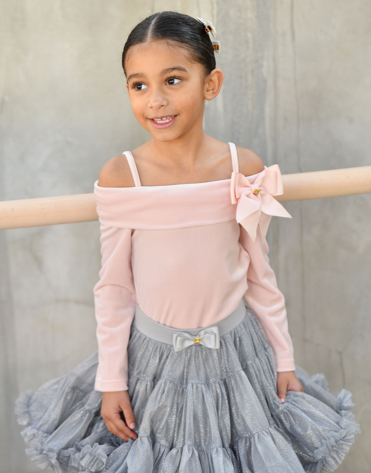 Hepburn Velour Off The Shoulder Top Blush
