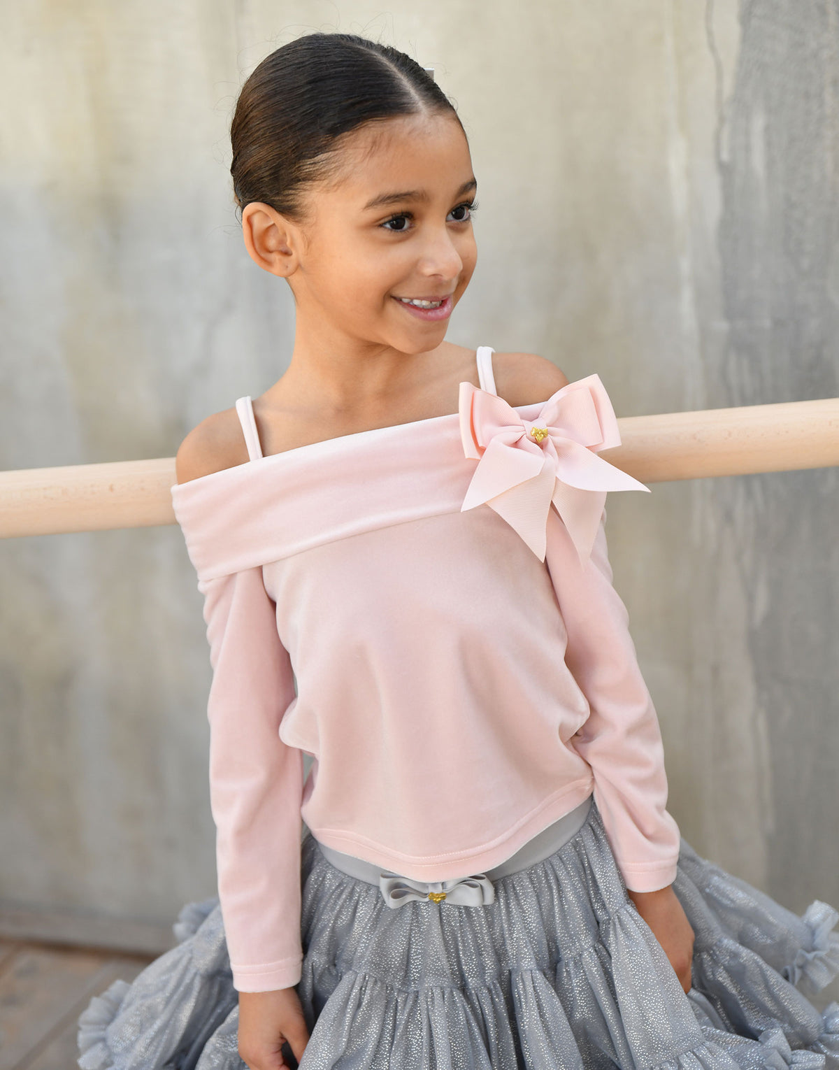 Hepburn Velour Off The Shoulder Top Blush