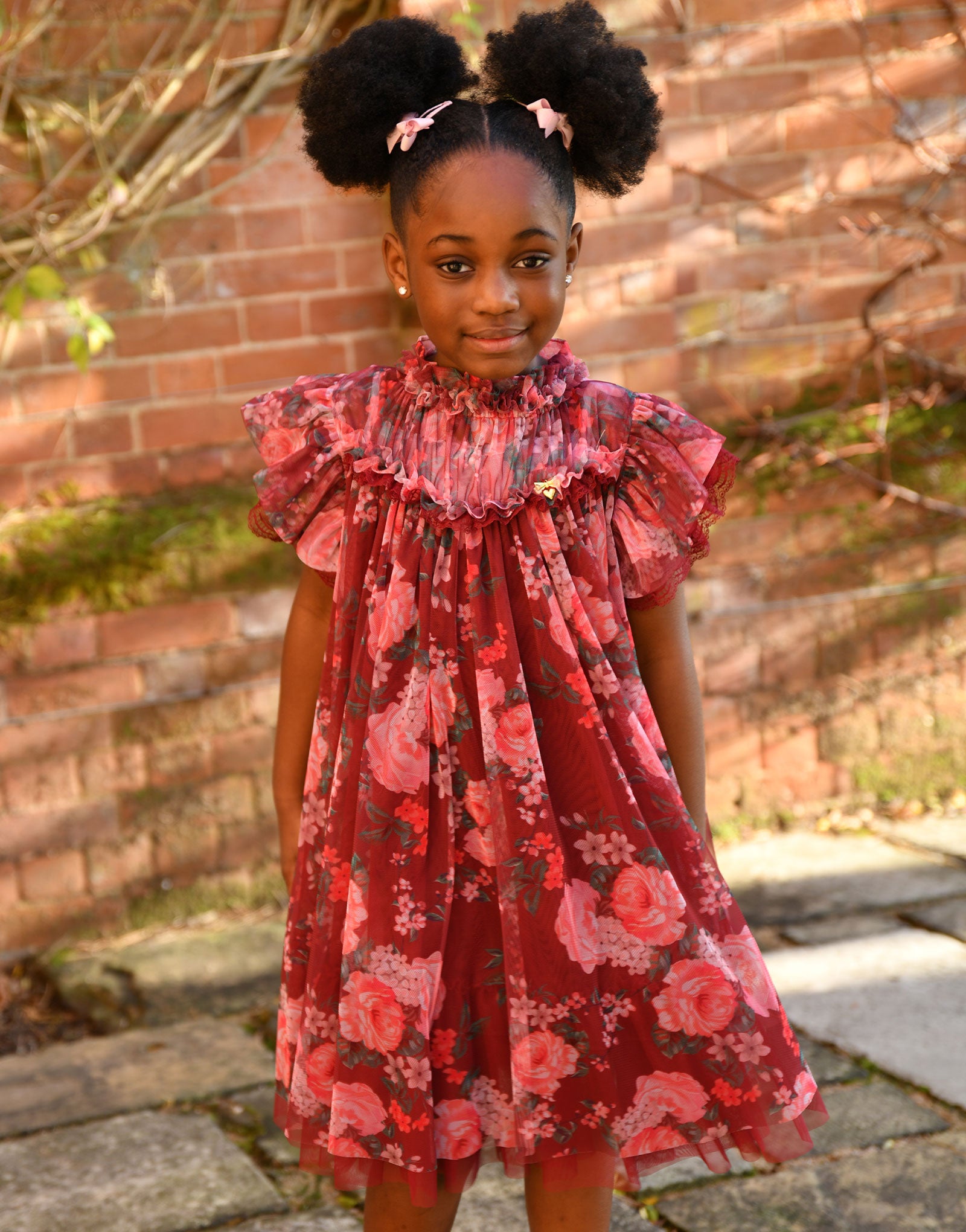 Hettie Floral And Lace Trim Dress Port