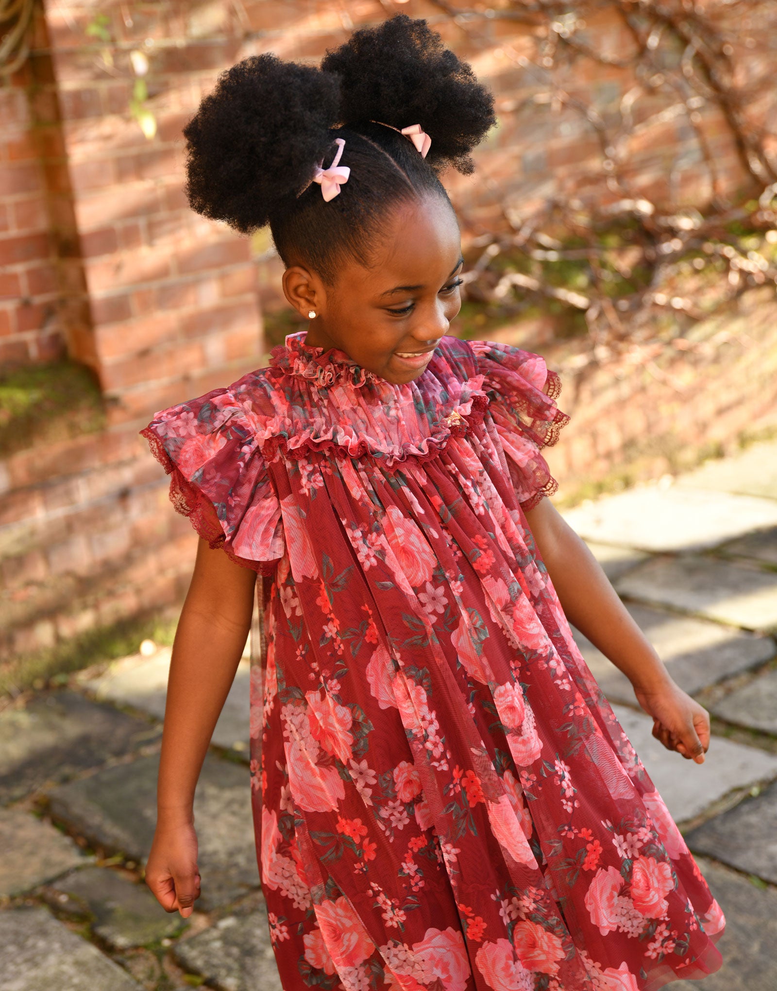 Hettie Floral And Lace Trim Dress Port