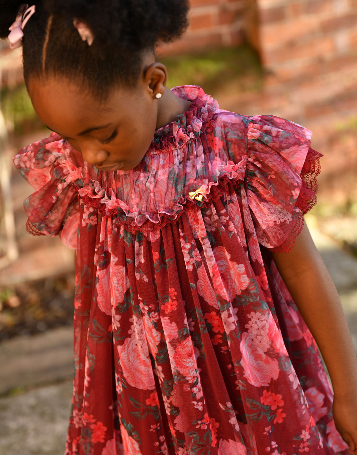 Hettie Floral And Lace Trim Dress Port